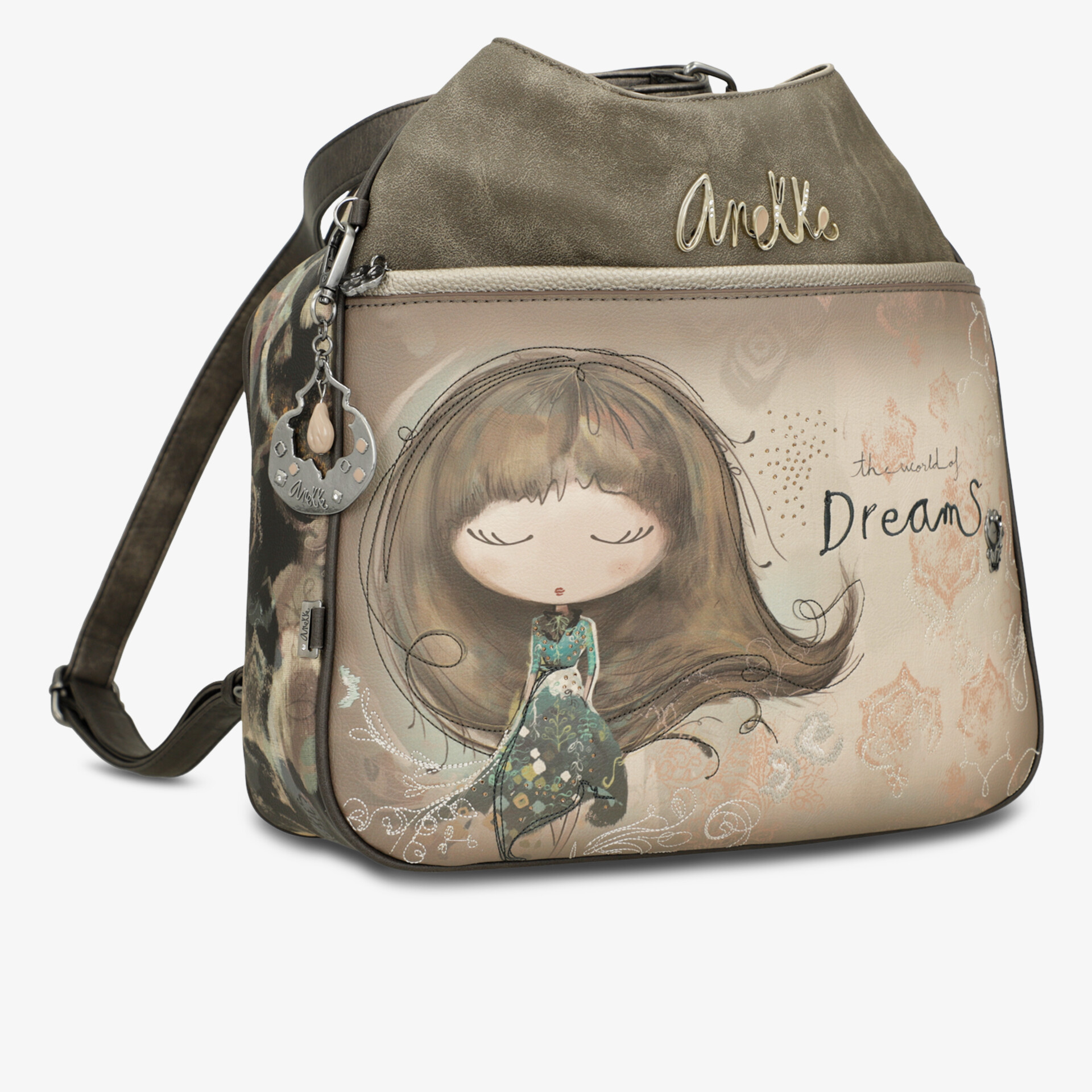 Kompakter Rucksack mit süßem Cartoon-Motiv, praktischem Reißverschluss und verstellbarem Schulterriemen