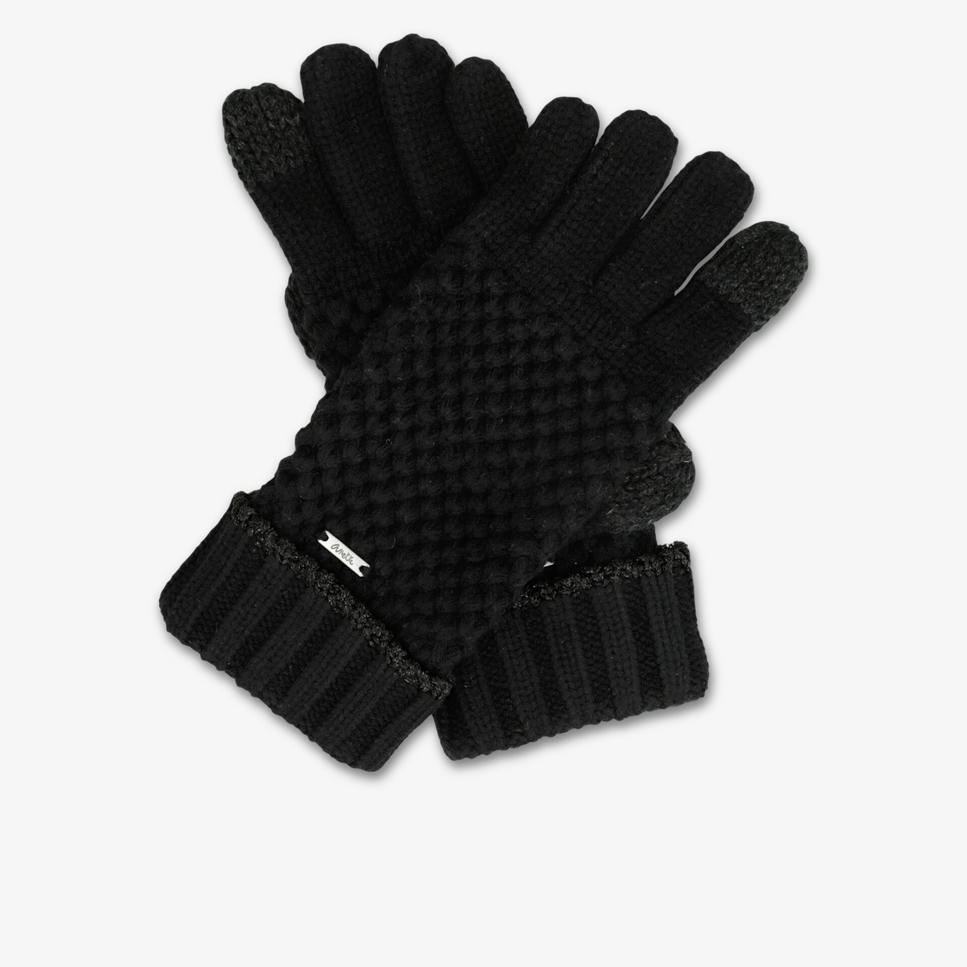 Schwarze gestrickte Handschuhe mit flexiblem Material und weichem Tragekomfort für kalte Tage
