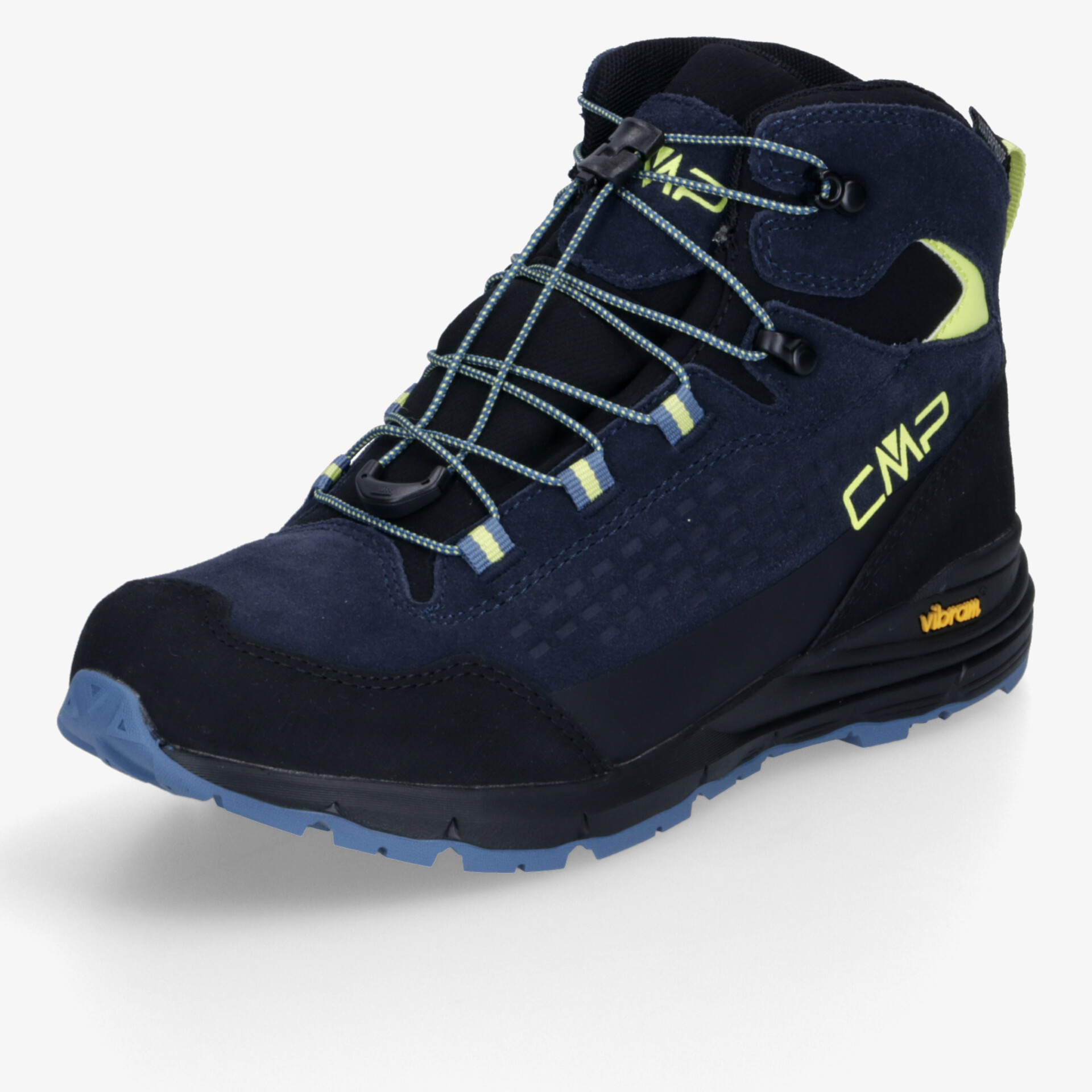 Robuster blauer Wanderschuh mit Vibram-Sohle und schnelltrocknendem Material, ideal für Outdoor-Aktivitäten