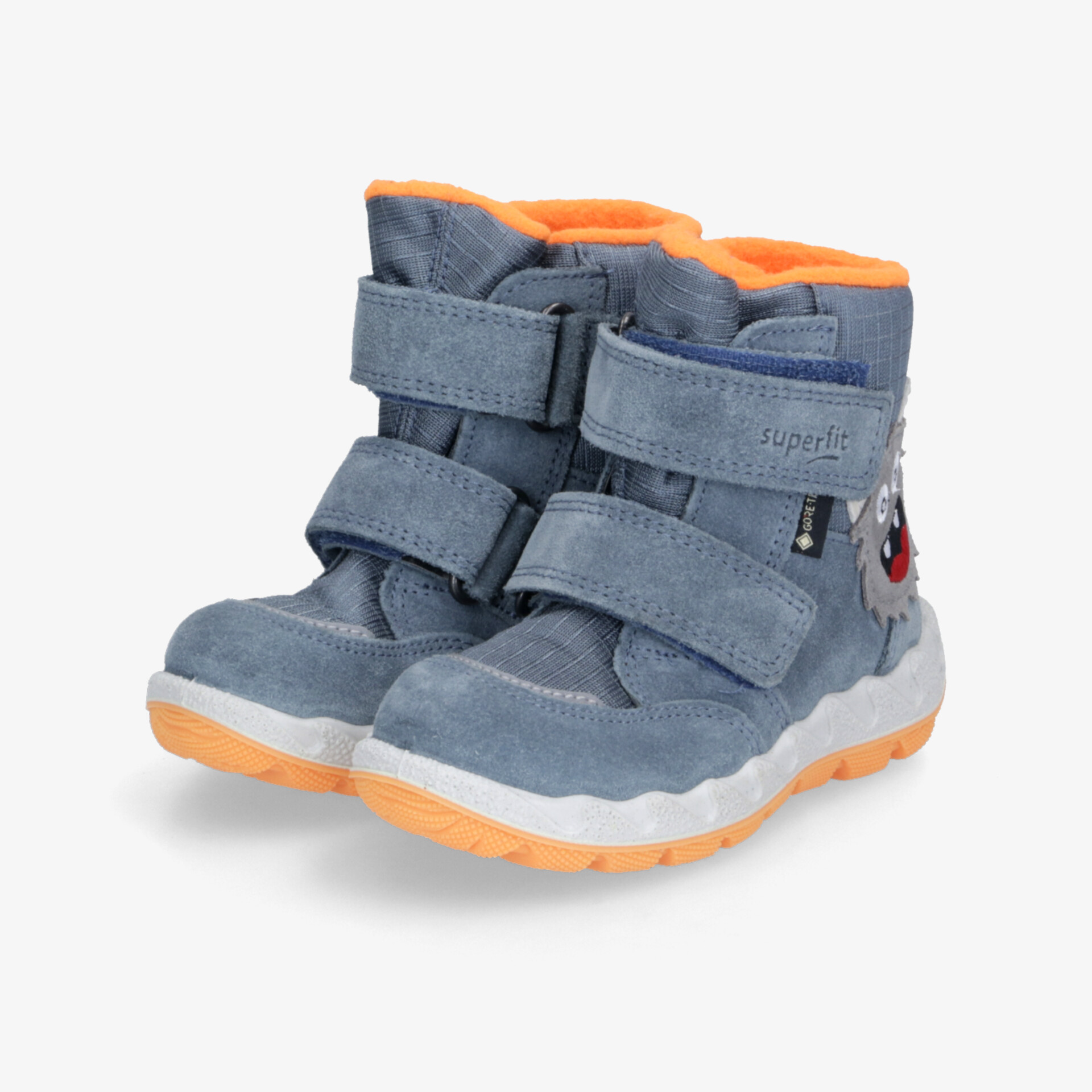 Blauer robuster Winterstiefel mit rutschfester Sohle und praktischem Klettverschluss für sicheren Halt und Komfort