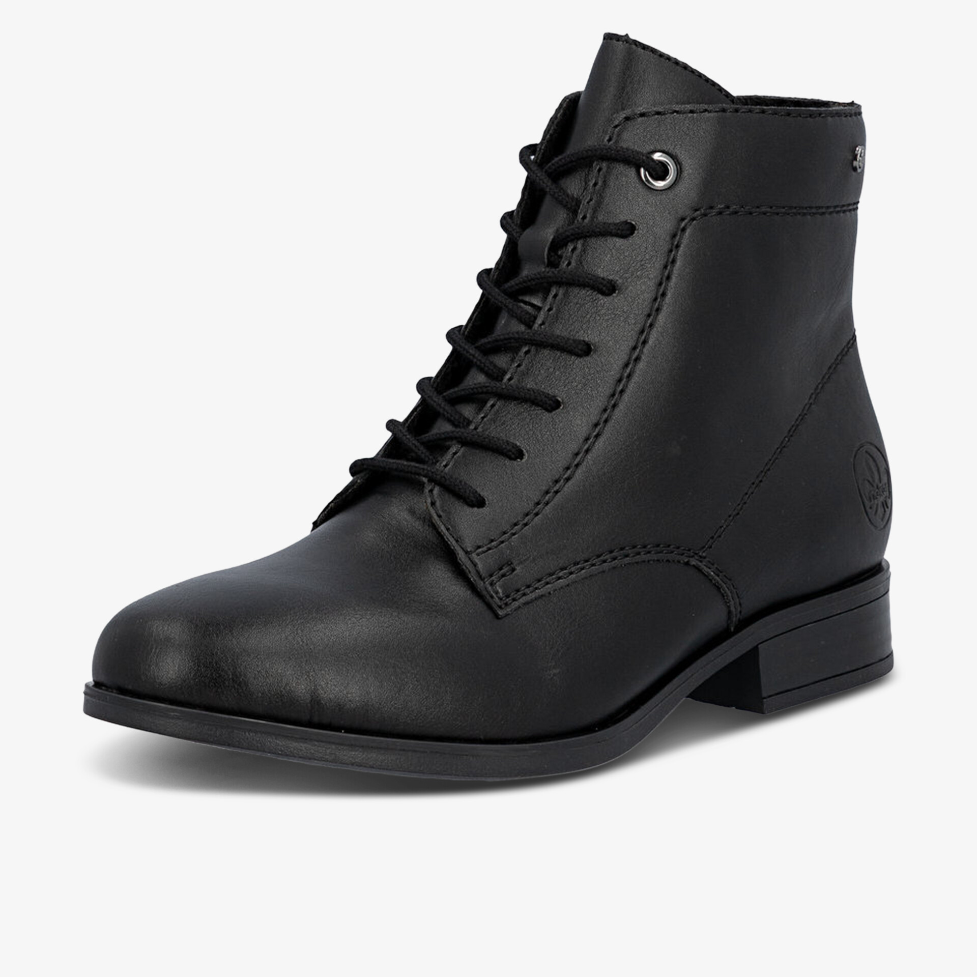 Schwarzer Leder-Winterstiefel mit warmem Innenfutter und rutschfester Sohle, klassisches Schnürdesign