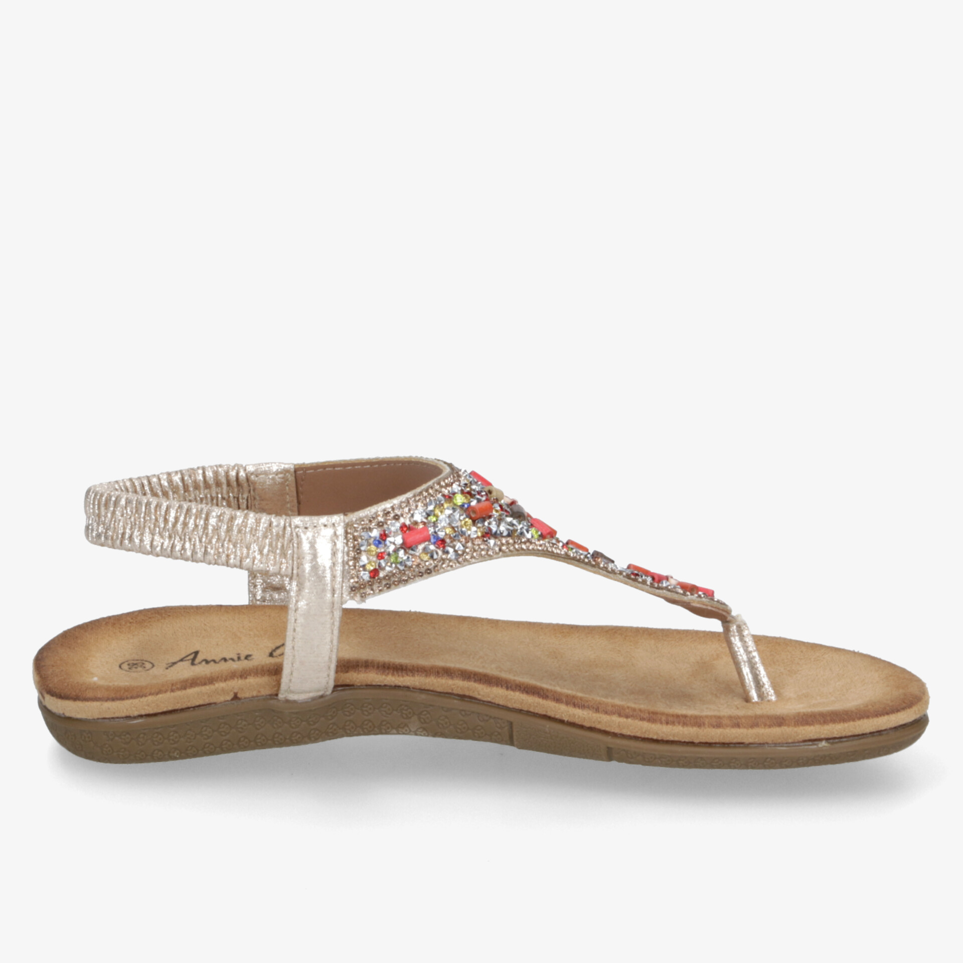 Elegante flache Sandale mit Perlenverzierung, bequem und modisch für sommerlichen Tragekomfort