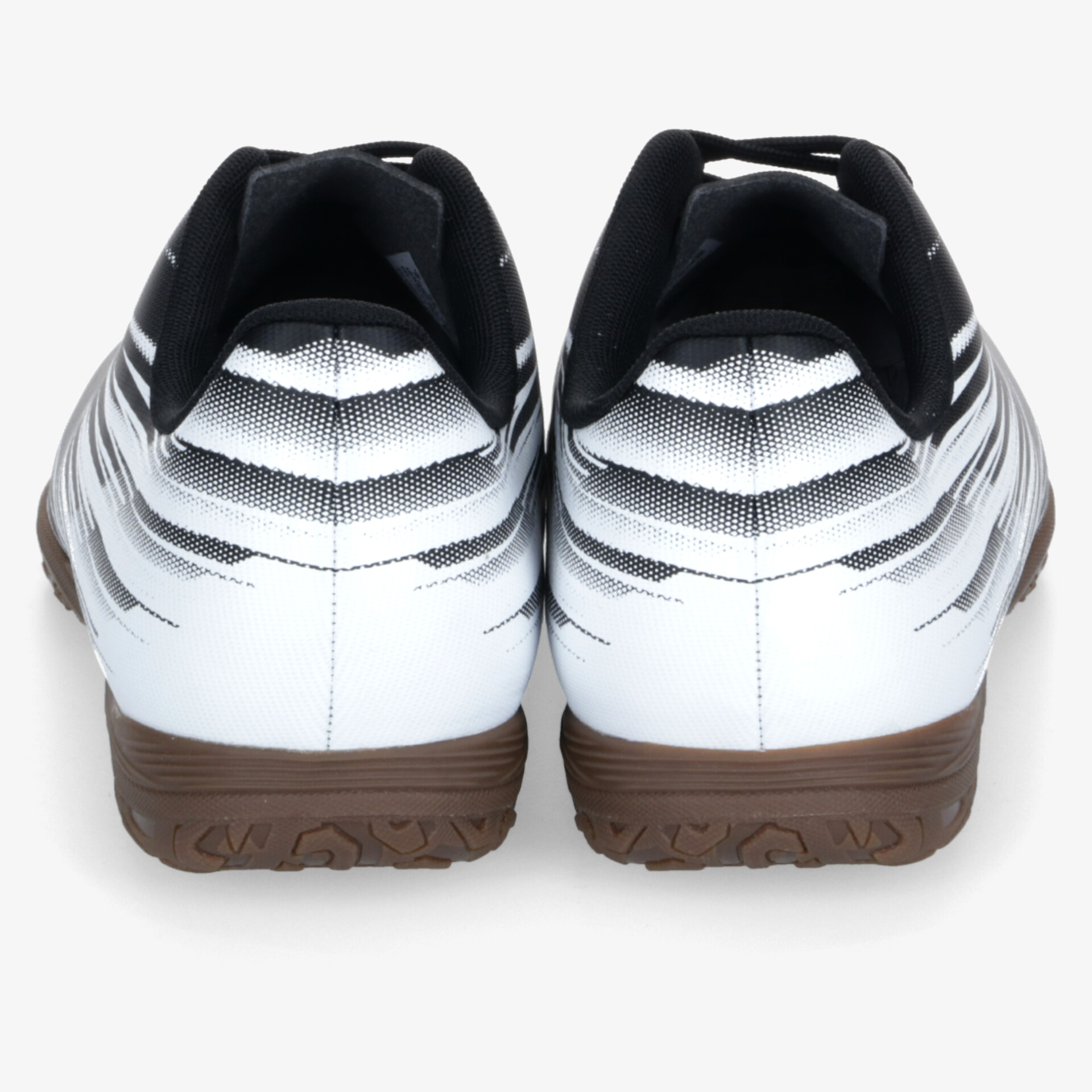 Weiß-braunes Paar Sportschuhe mit gepolstertem Kragen und rutschfester Sohle, Rückansicht