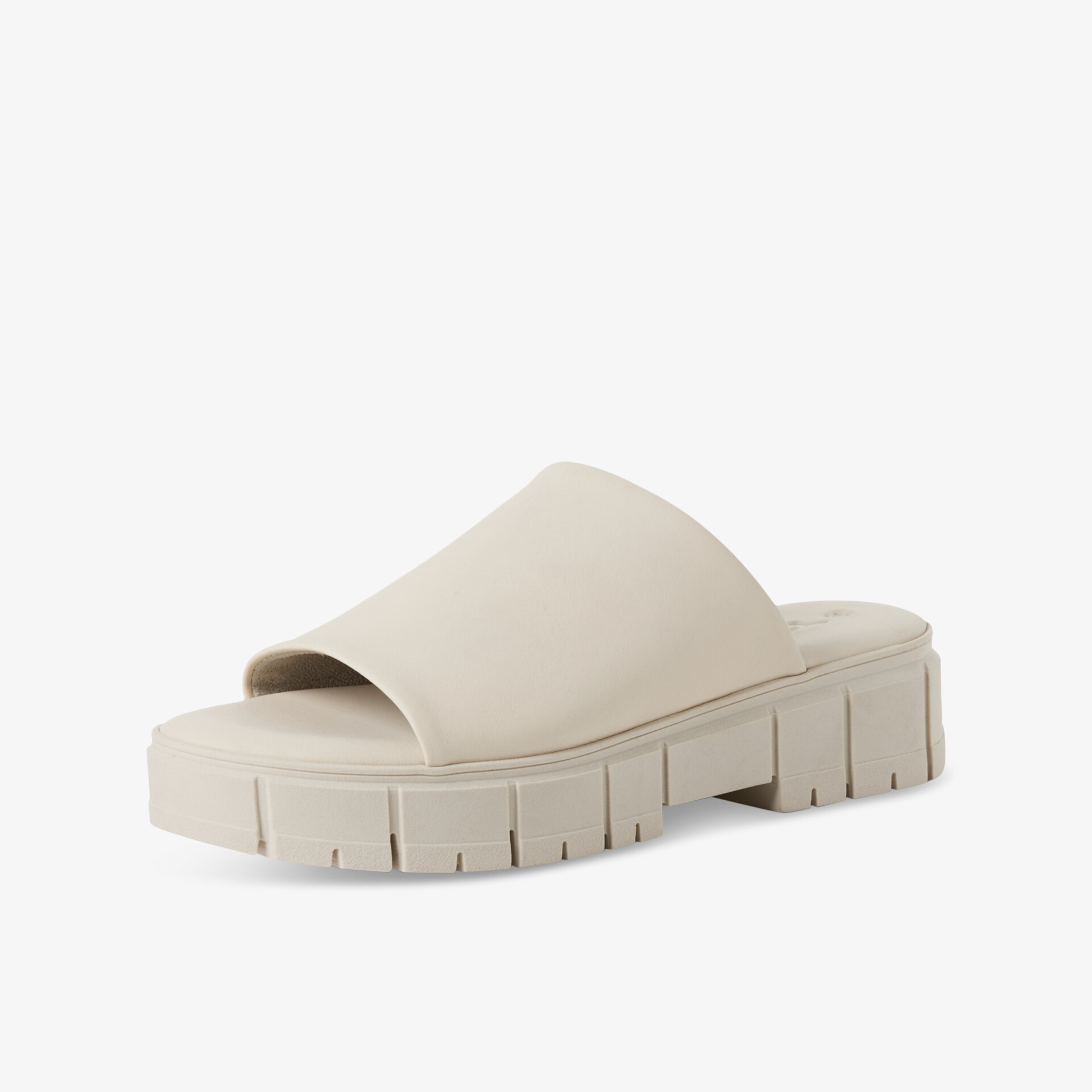 Beige Slip-On Sandale mit dicker, rutschfester Laufsohle und komfortabler Passform für angenehmes Tragen