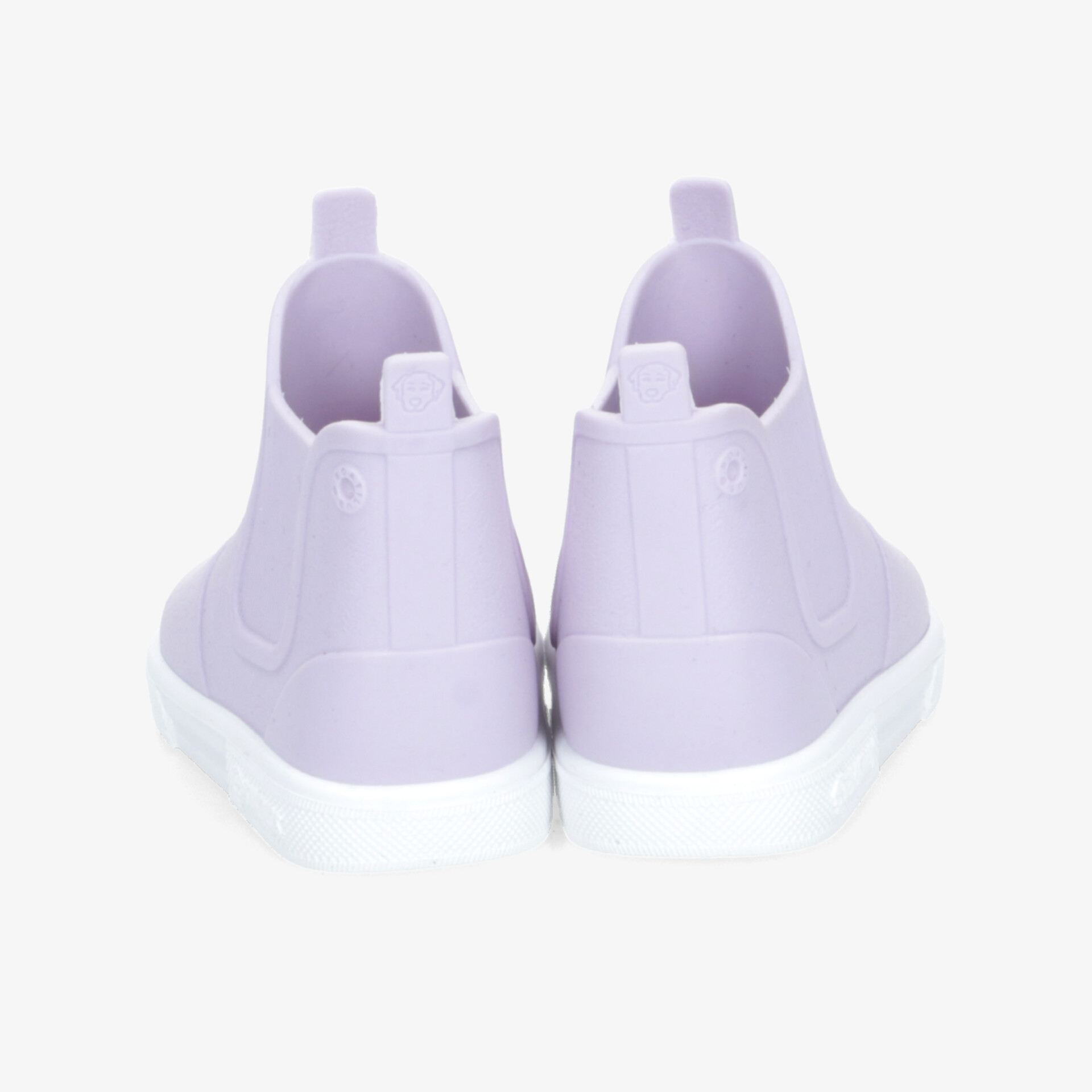 Modern design sneakers in light purple with flexible material, high comfort and slip-resistant sole, shown from the back