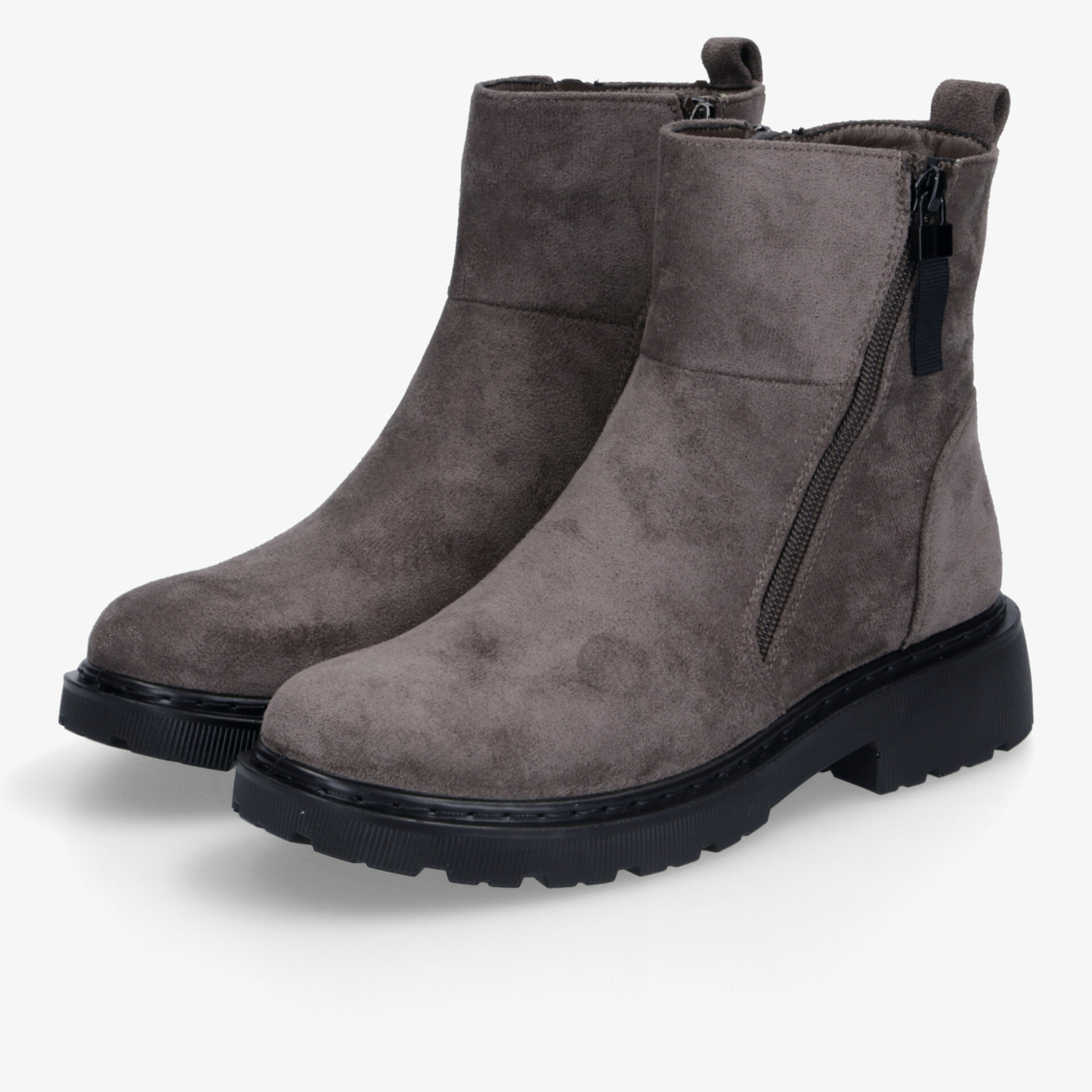 Elegante, graue Boots mit robustem Design und Reißverschluss für optimalen Tragekomfort und sicheren Halt.