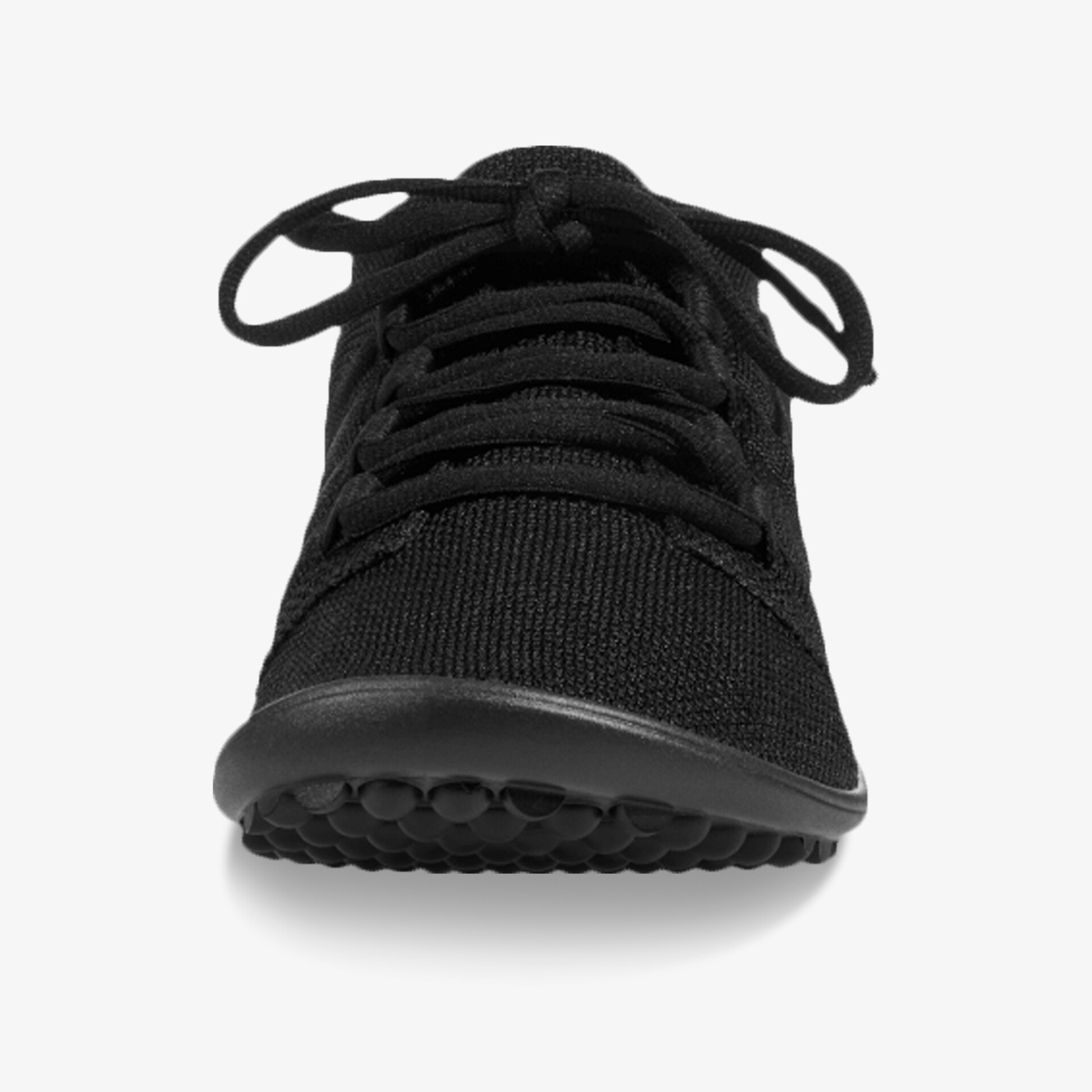 Leichter schwarzer Sportschuh mit flexiblem Design und rutschfester Sohle, Frontansicht