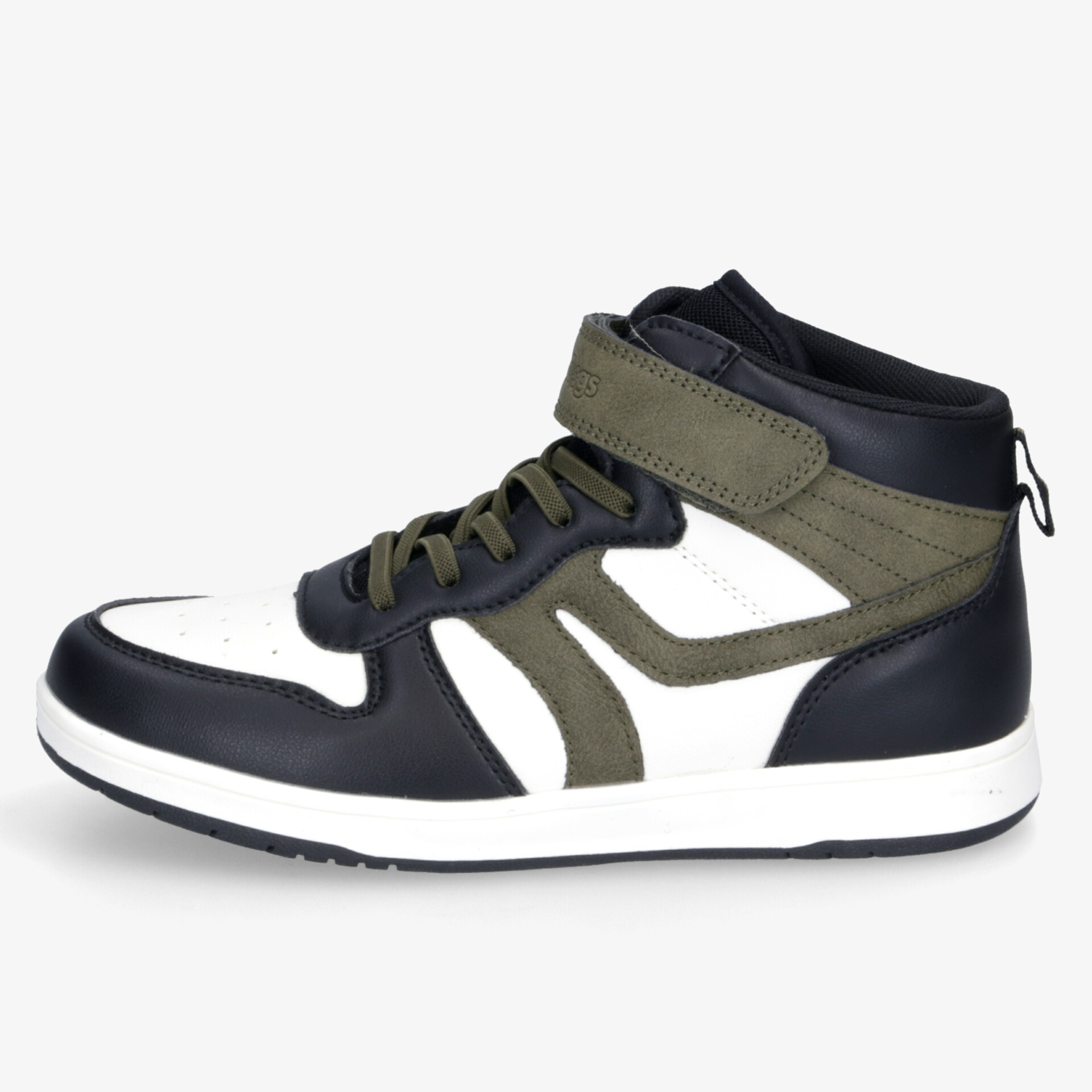 Sportlicher Hochschuh in Schwarz und Oliv mit rutschfester Sohle, stabiler Knöchelriemen und komfortabler Passform