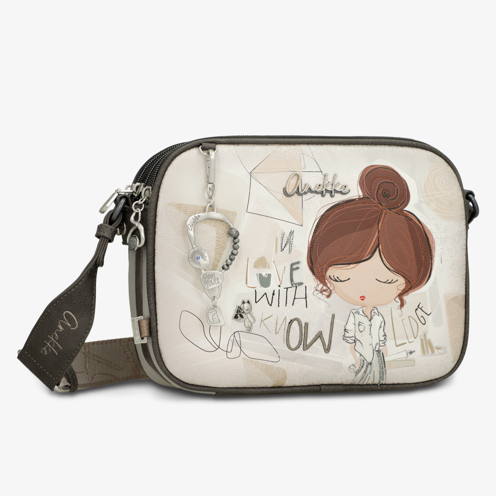 Kleine modische Umhängetasche mit süßem Charakter-Design und verstellbarem Schulterriemen