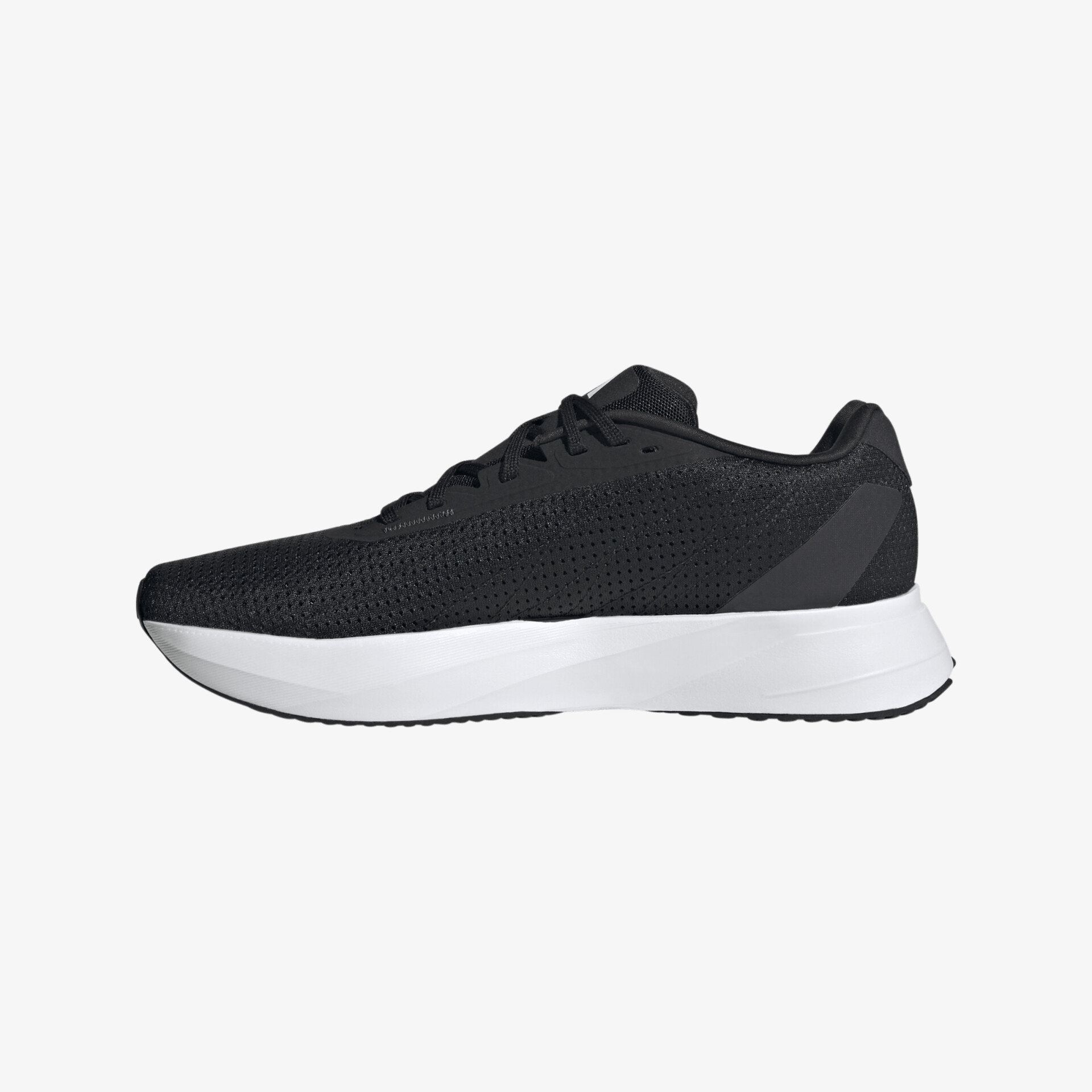 Moderner schwarzer Sneaker mit weißer Sohle, ideal für sportliche und lässige Looks, seitliches Profil.