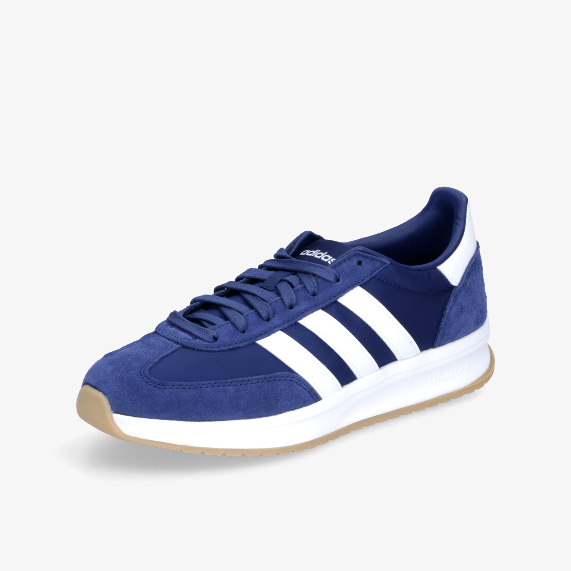 Moderner blauer Sneaker mit weißem Streifen-Design, leichtem Tragekomfort und sportlicher Silhouette