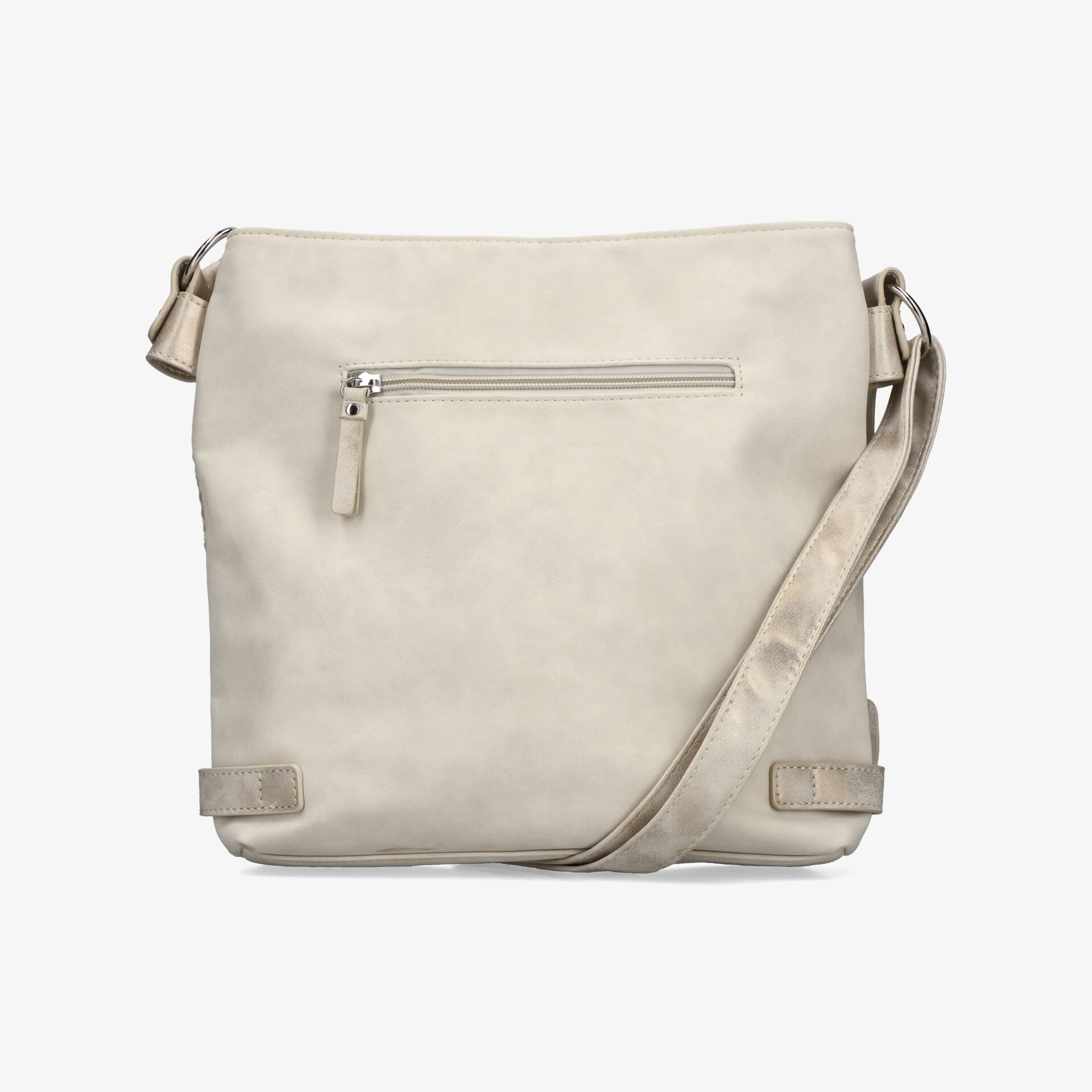 Leichte beige Umhängetasche mit praktischem Reißverschlussfach und verstellbarem Trageriemen für vielseitigen Einsatz