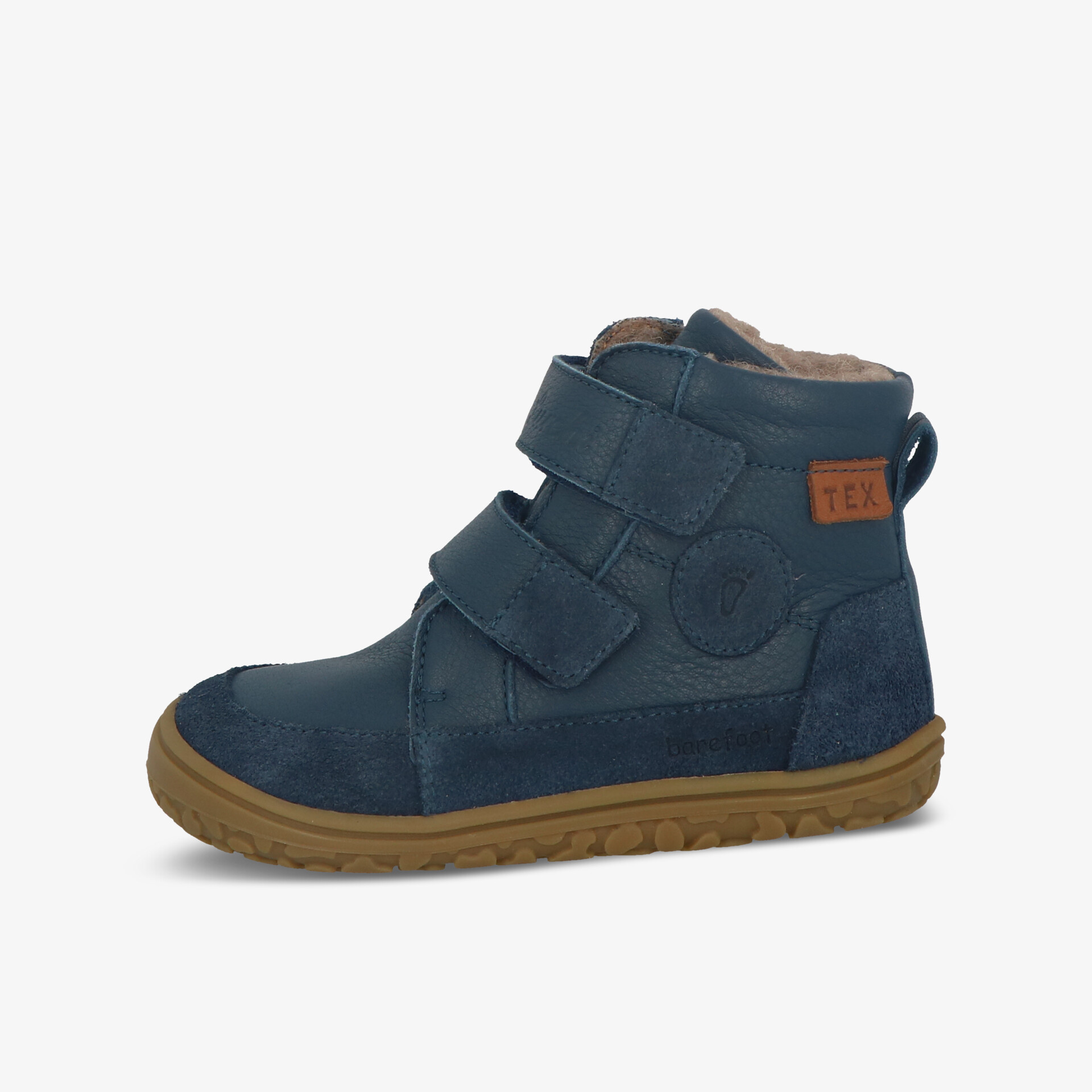 Blauer robuster Schuh mit rutschfester Sohle und verstellbaren Klettverschlüssen für angenehmen Tragekomfort