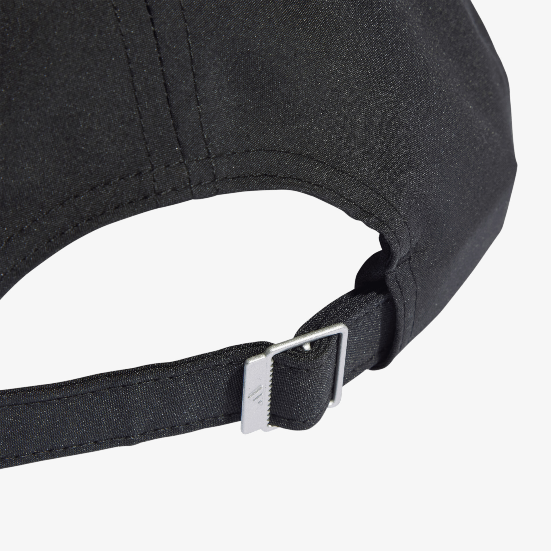 Eleganter schwarzer Kappenschirm mit verstellbarem Verschluss für individuellen Komfort und optimale Passform.