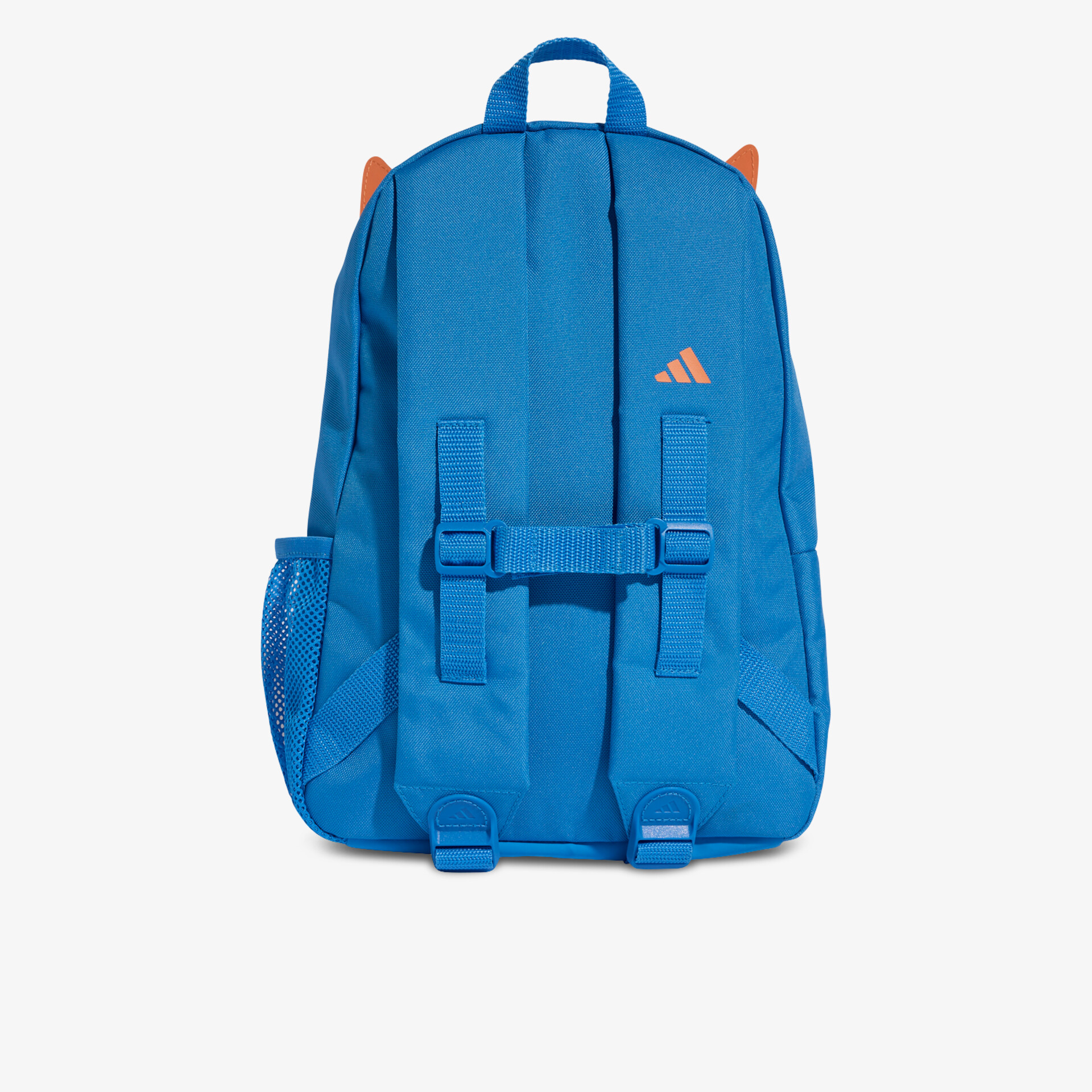 Blauer Rucksack mit gepolsterten Trägern und praktischen Seitentaschen, ideal für Schule und Alltag.