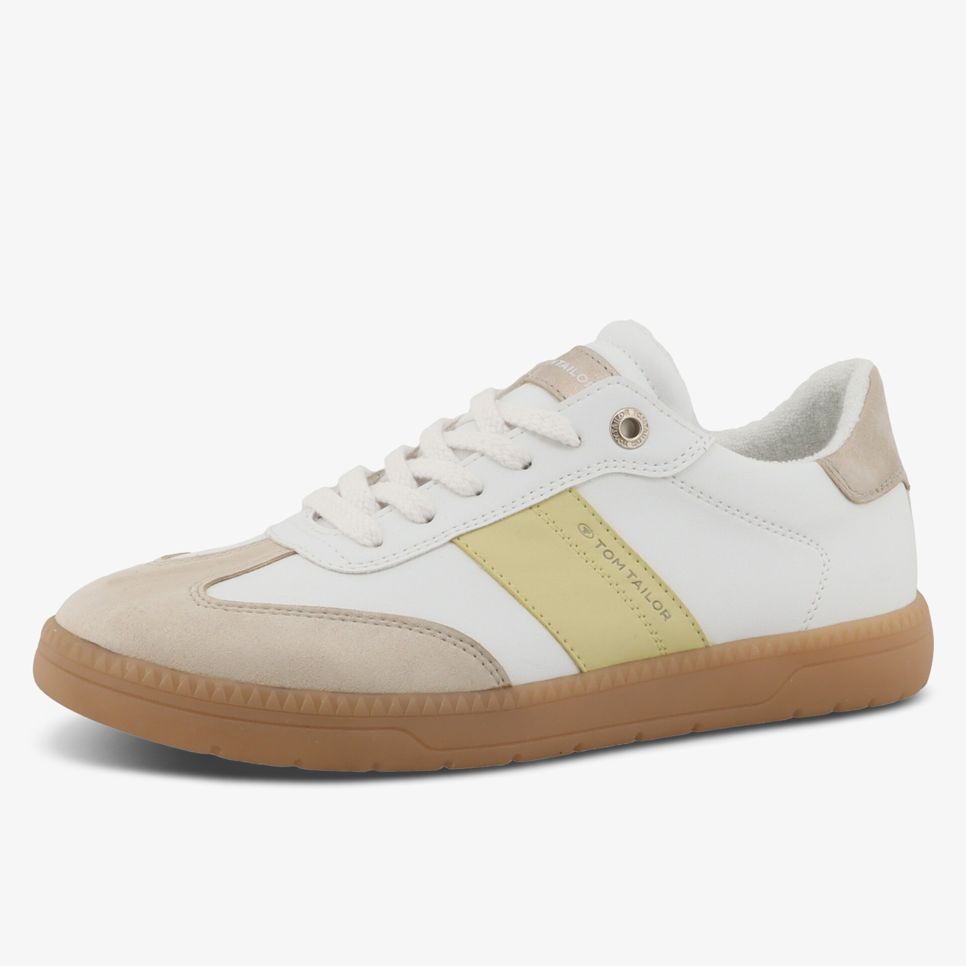 Leichter Ledersneaker mit komfortabler Gumsohle und modischen beigen Details, sportlich und atmungsaktiv