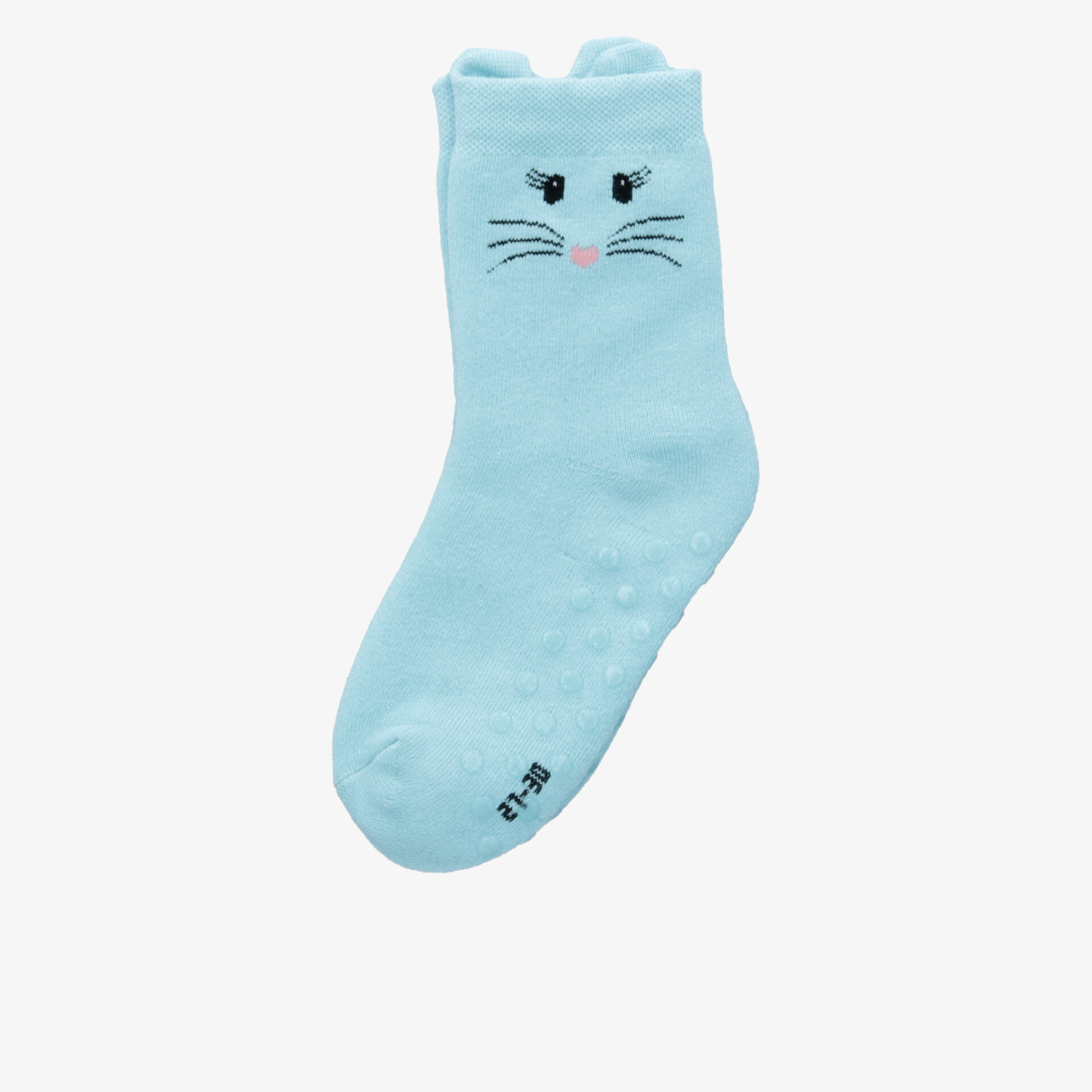 Weiche blaue Socke mit niedlichem Katzenmotiv, bequem und elastisch für angenehmen Tragekomfort