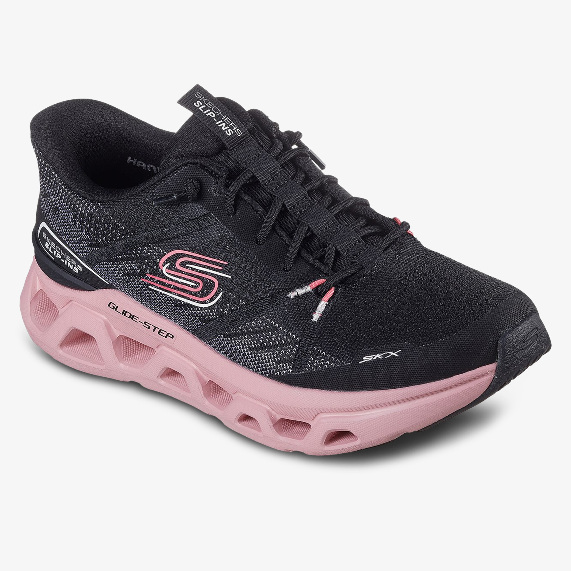 Schwarze und rosa Sportschuhe mit rutschfester Sohle und atmungsaktivem Design