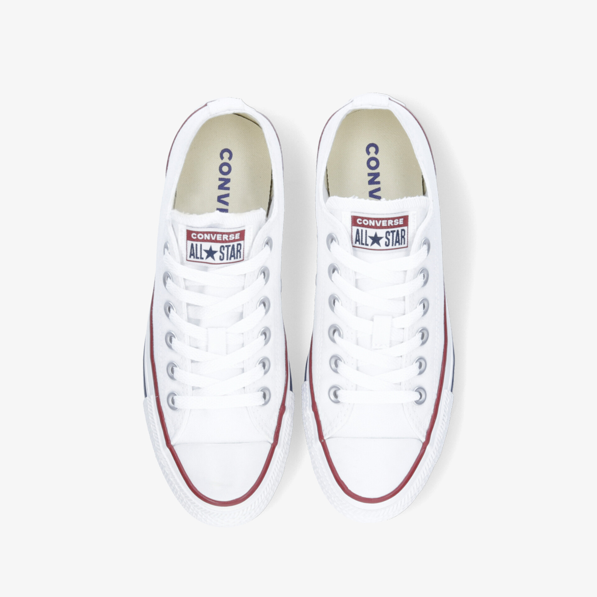 Weißes Sneaker-Paar in Draufsicht mit klassischem Design und bequemen, atmungsaktiven Materialien