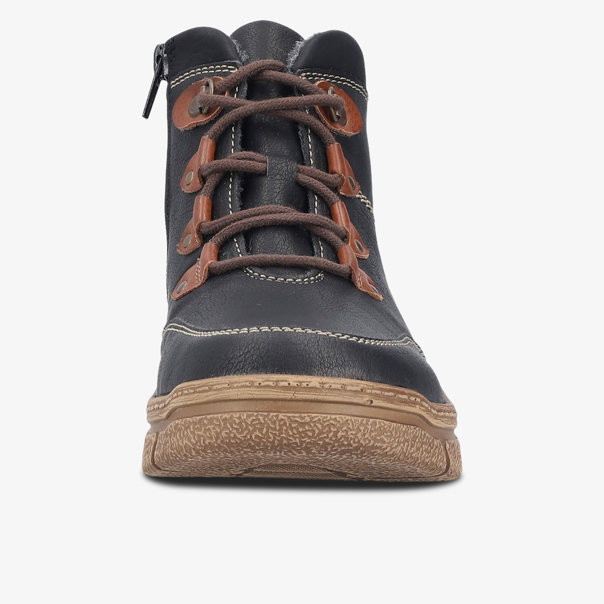Robuster Schnürstiefel mit strapazierfähiger Sohle und komfortabler Polsterung, moderne Frontansicht