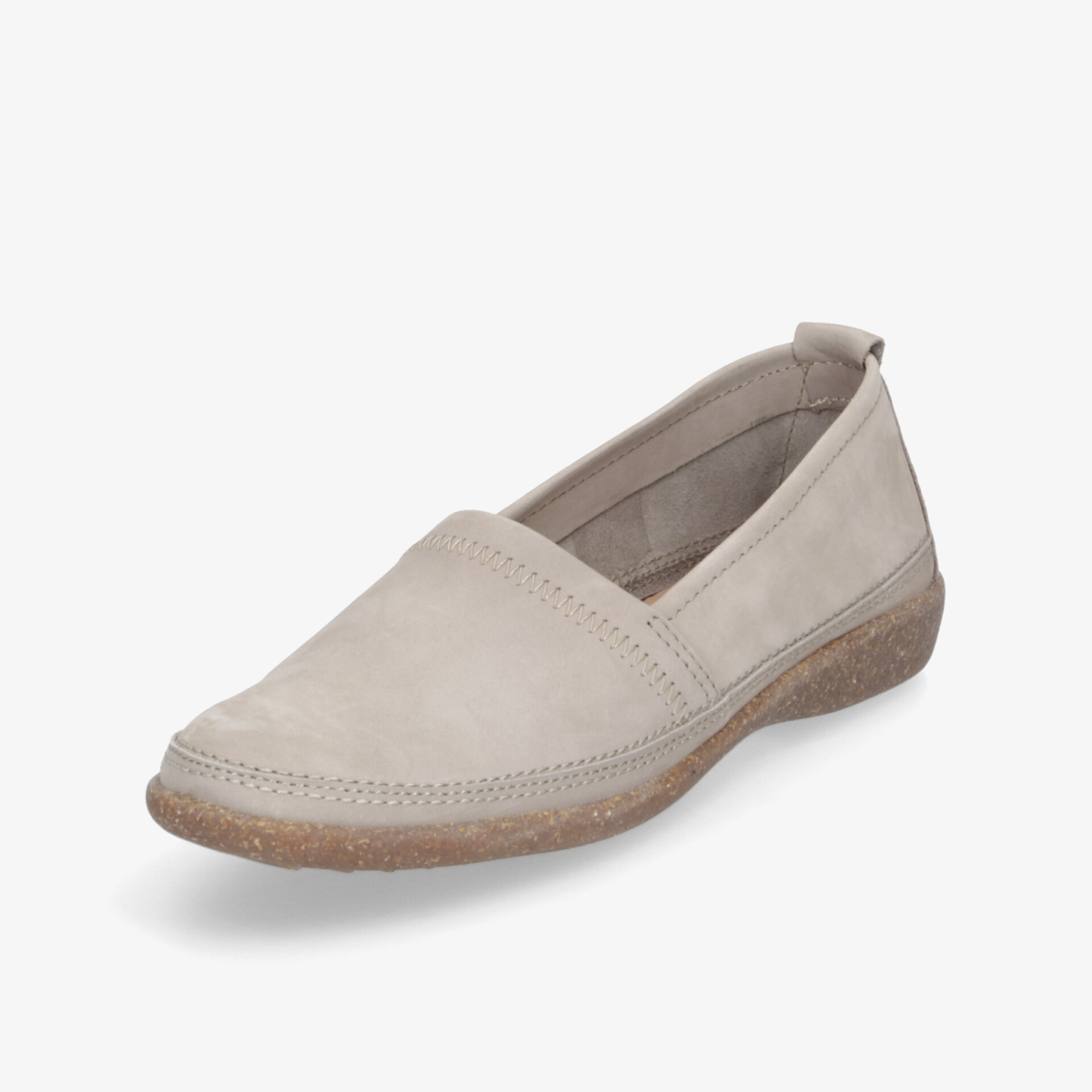 Bequemer, leichter Schlupfschuh in neutralem Beige mit flexibler Sohle für hohen Tragekomfort