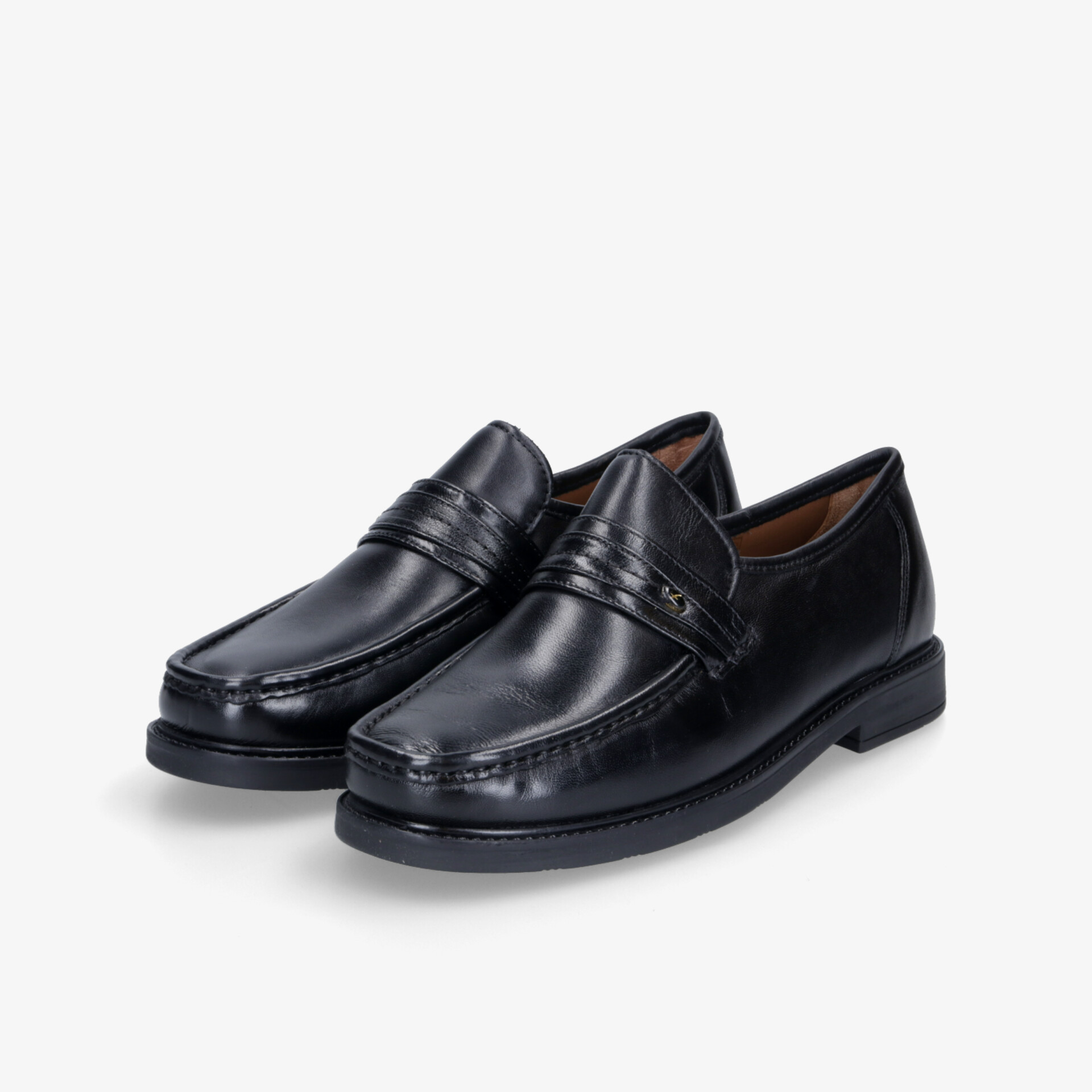 Schwarze elegante Loafer aus hochwertigem Leder mit robuster Sohle, bequem und vielseitig kombinierbar