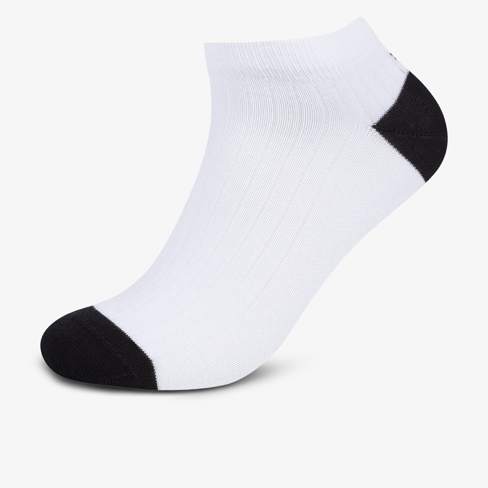 weiß-schwarze Socke mit verstärkter Spitze und Ferse für optimalen Sitz und Komfort