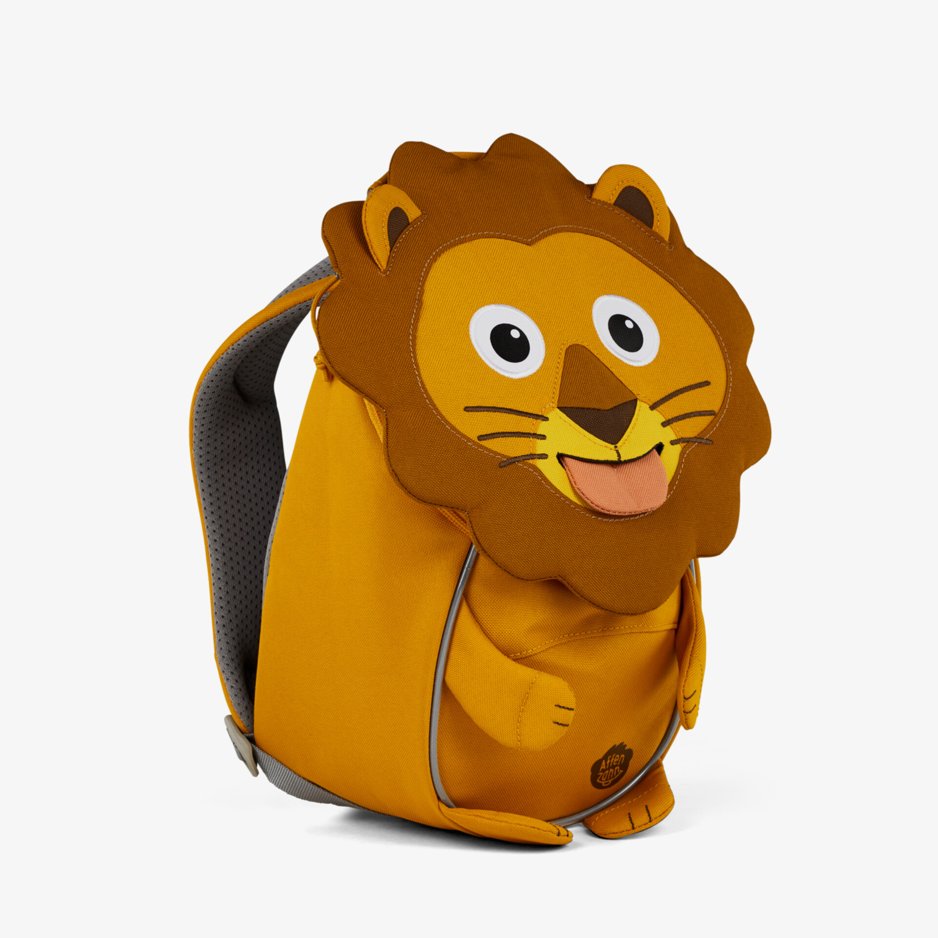 Kleiner Kinderrucksack in leuchtendem Orange mit niedlichem Löwenmotiv, ideal für Kinder und Alltag