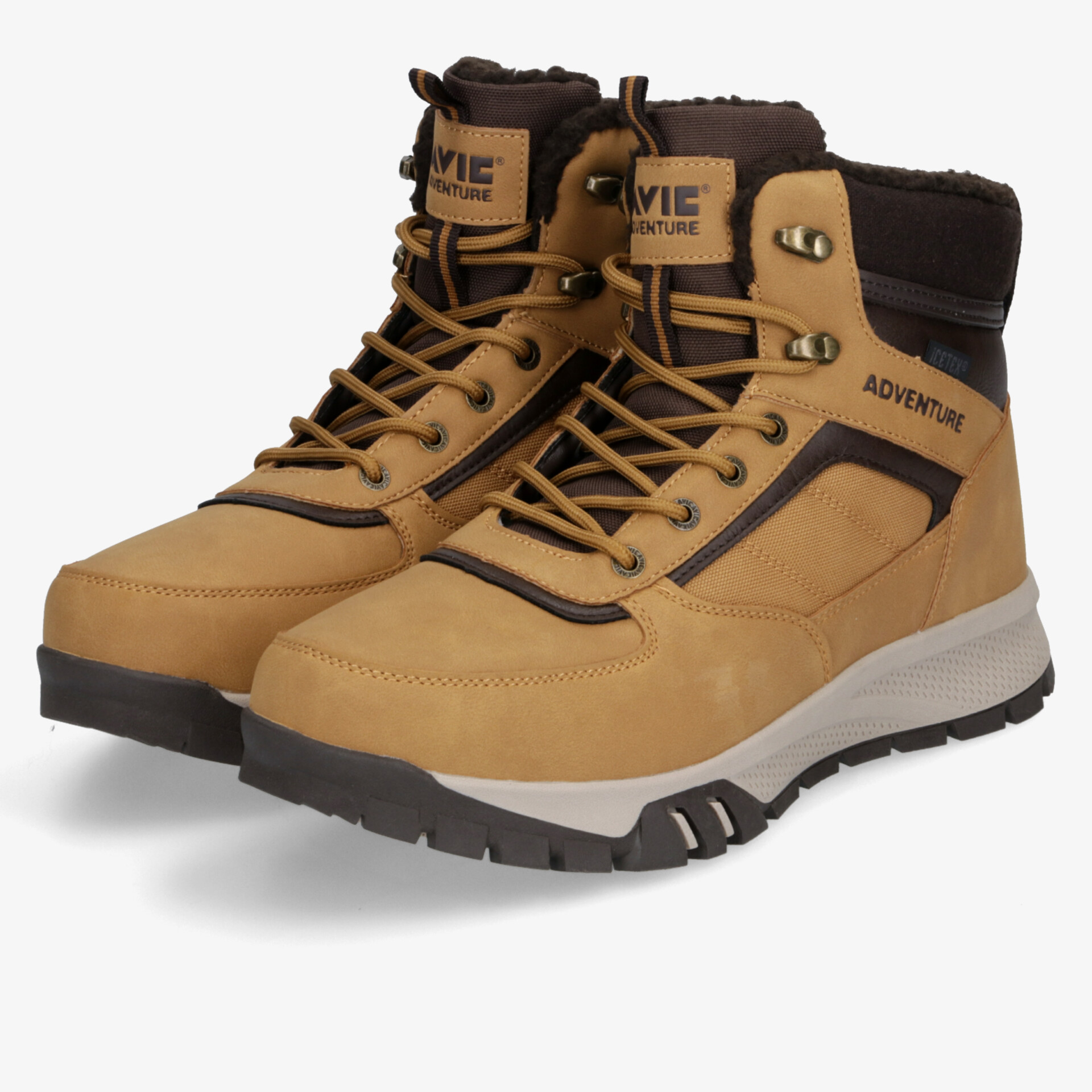 Robuste braune Wanderschuhe mit gepolstertem Schaft und rutschfester Sohle, ideal für Outdoor-Abenteuer