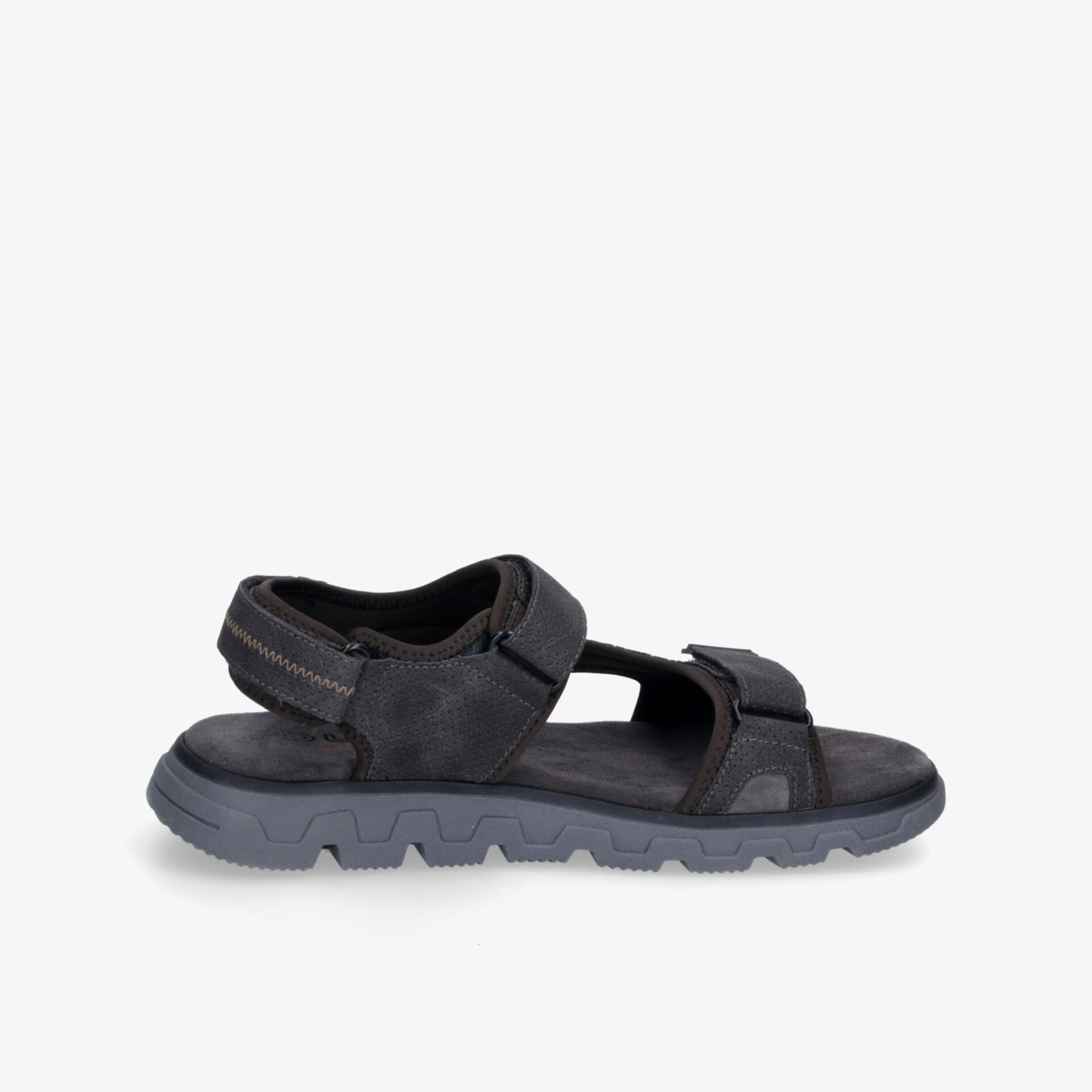 Bequeme schwarze Sandale mit rutschfester Sohle und praktischem Klettverschluss für optimalen Halt.