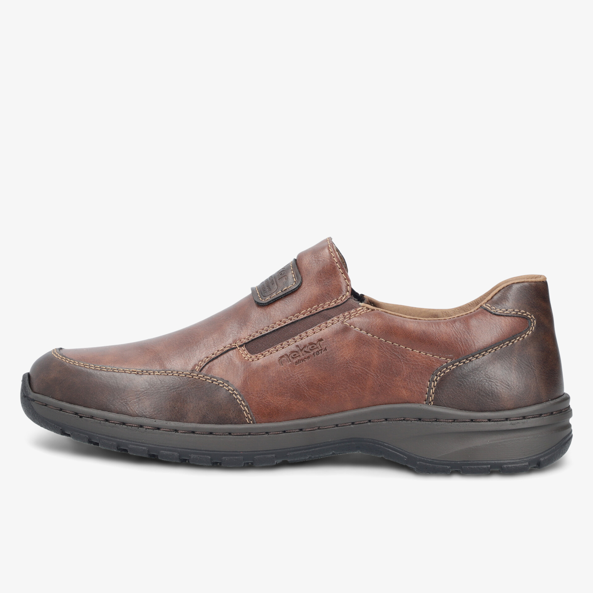 Hochwertige, braune Lederschuhe mit Klettverschluss und rutschfester Sohle. Zeitlos und bequem.