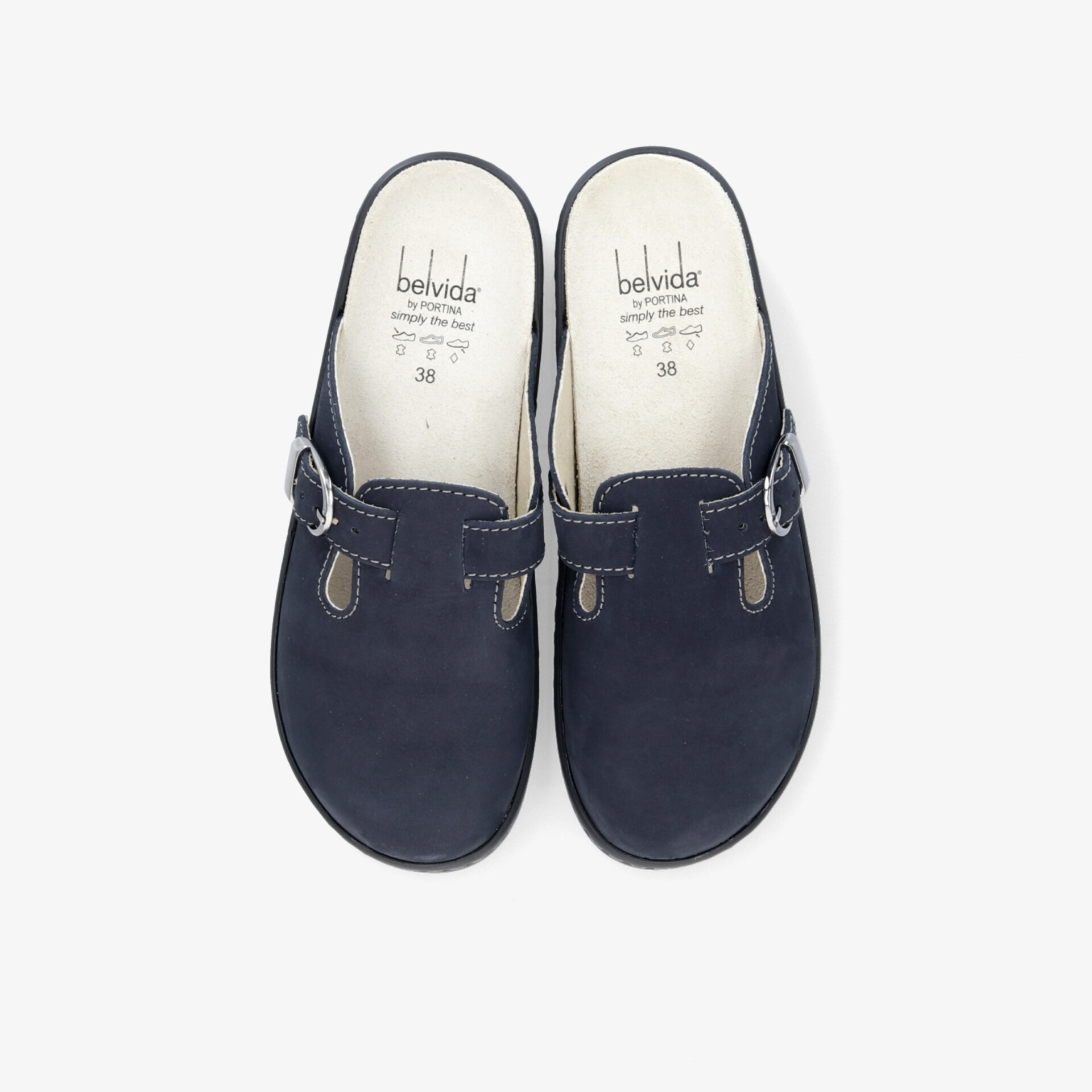 Elegante dunkelblaue Sandalen mit Schnalle, komfortable Passform, ideal für den Alltag.