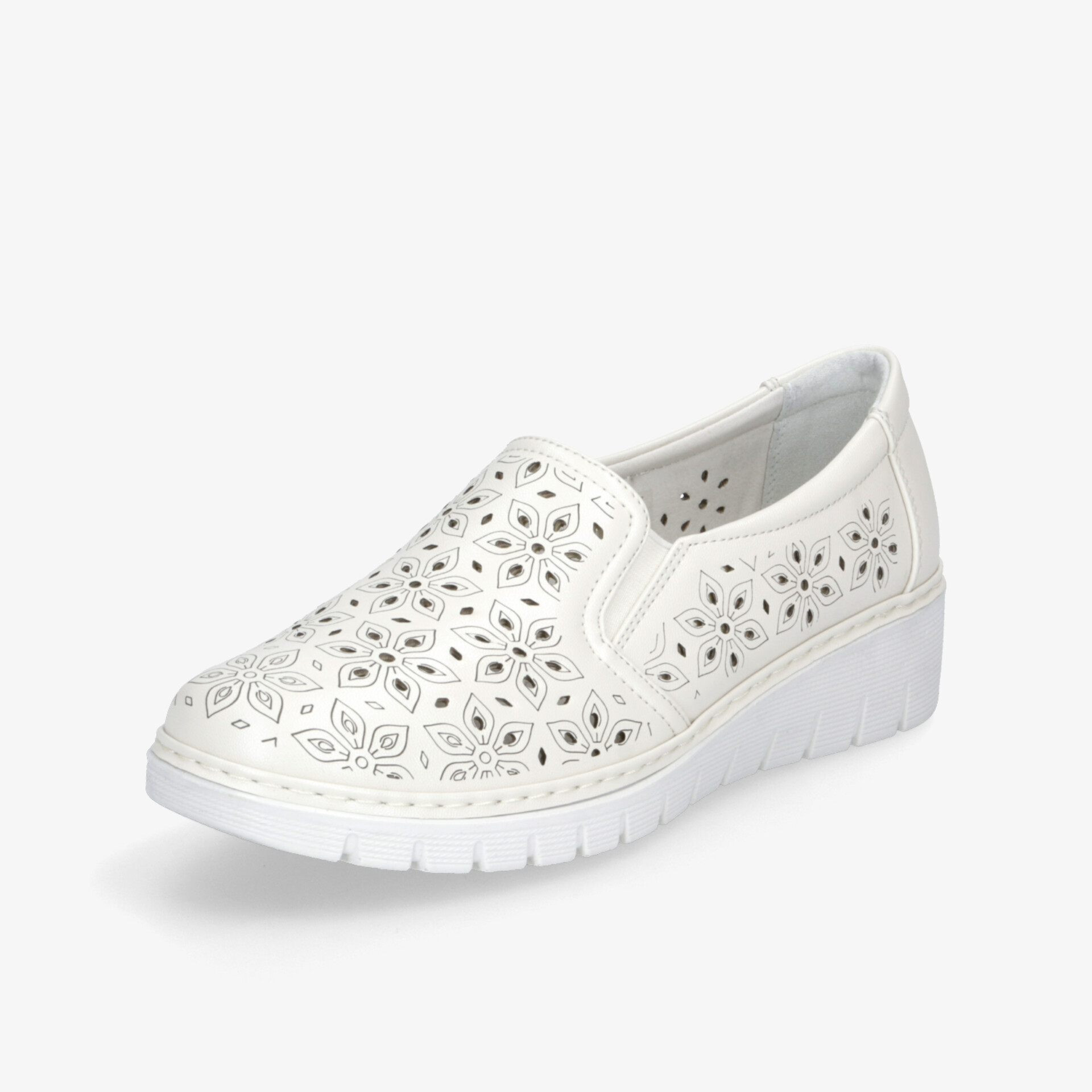 Weißer Slipper mit perforiertem Obermaterial, leichter und atmungsaktiver Schuh mit rutschfester, flexibler Sohle