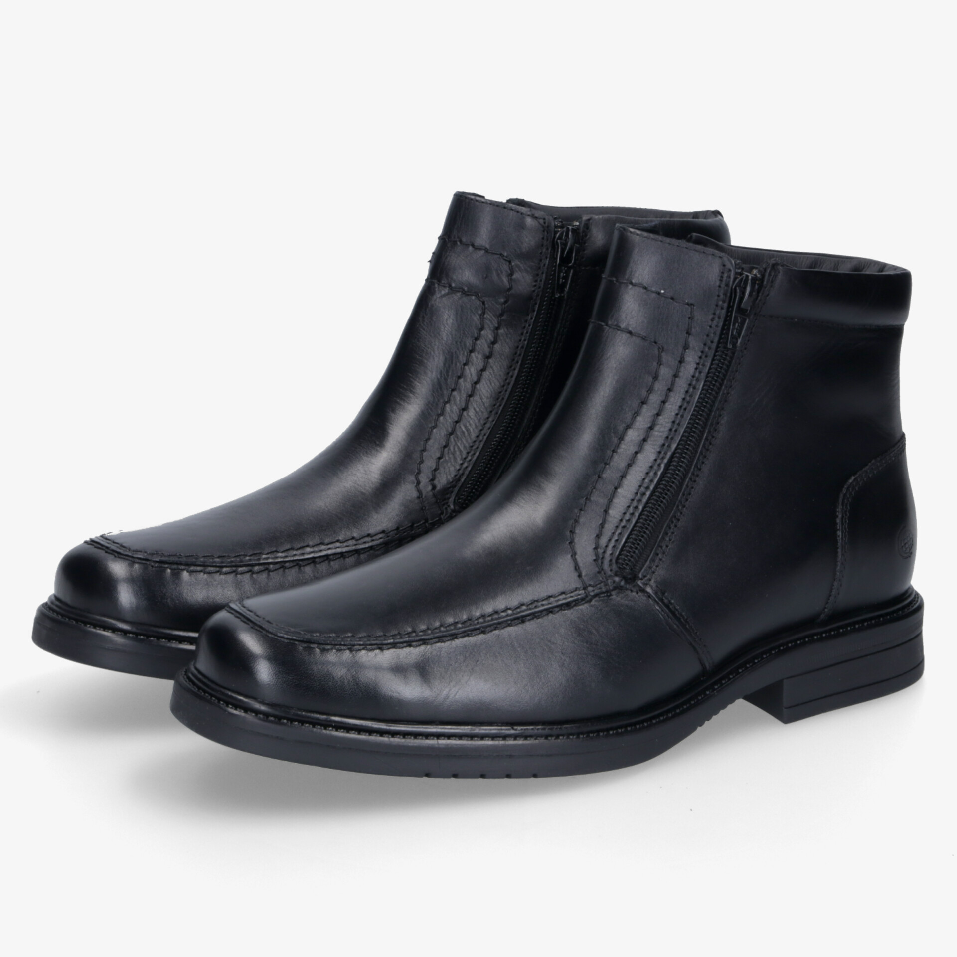 Schwarze Lederstiefel mit seitlichem Reißverschluss, ideal für Komfort und stilvollen Auftritt.