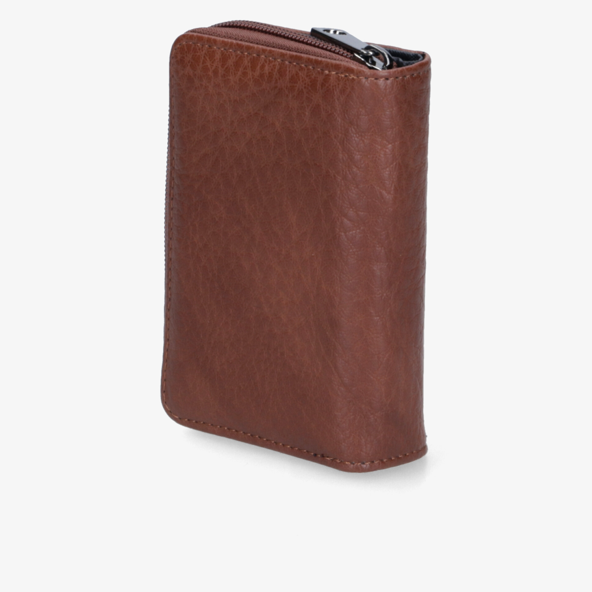 Kompaktes braunes Portemonnaie aus hochwertigem Leder mit Reißverschluss und elegantem, langlebigen Design