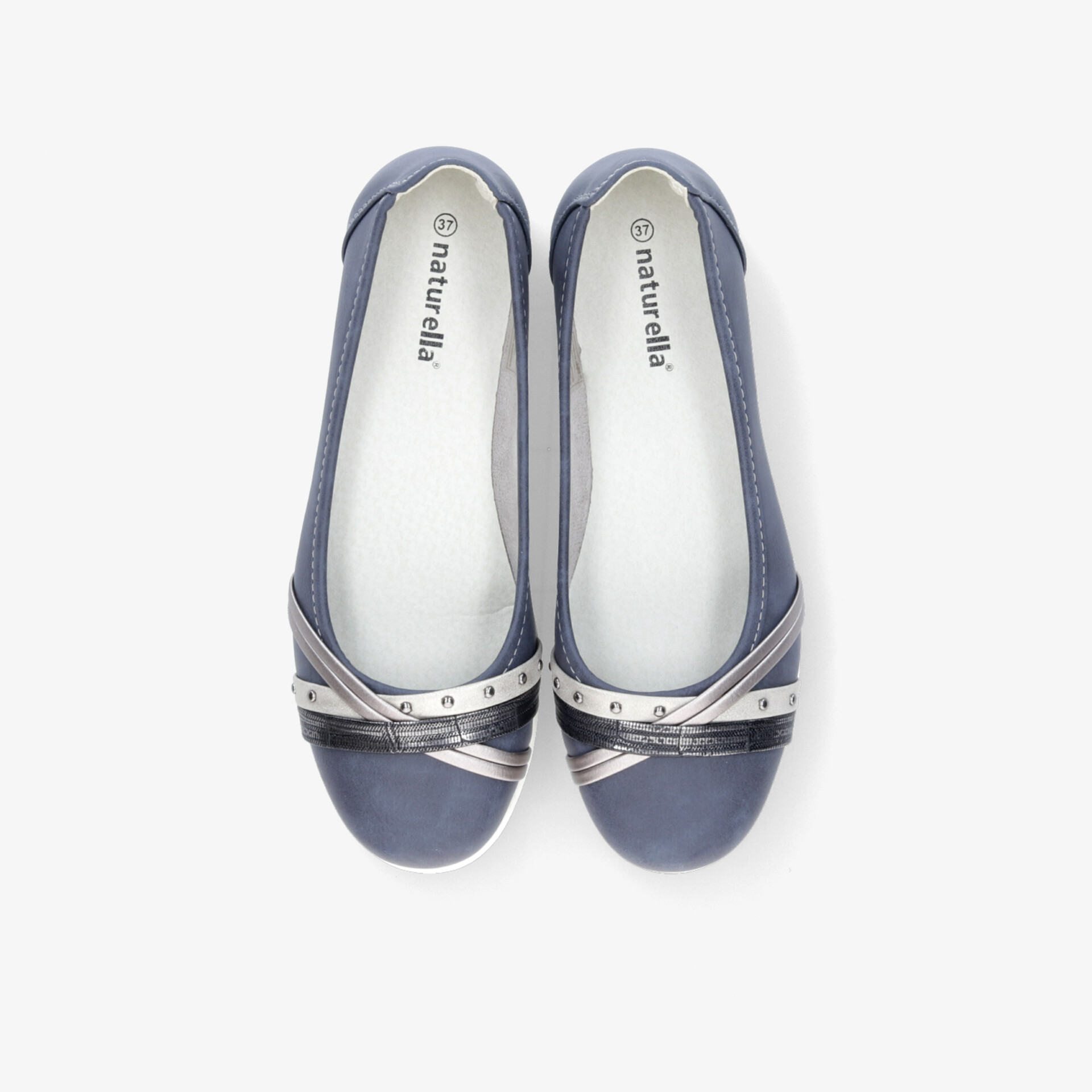 Elegante blaue Ballerinas mit Schleifenverzierung, weich gepolstert und rutschfest für hohen Tragekomfort