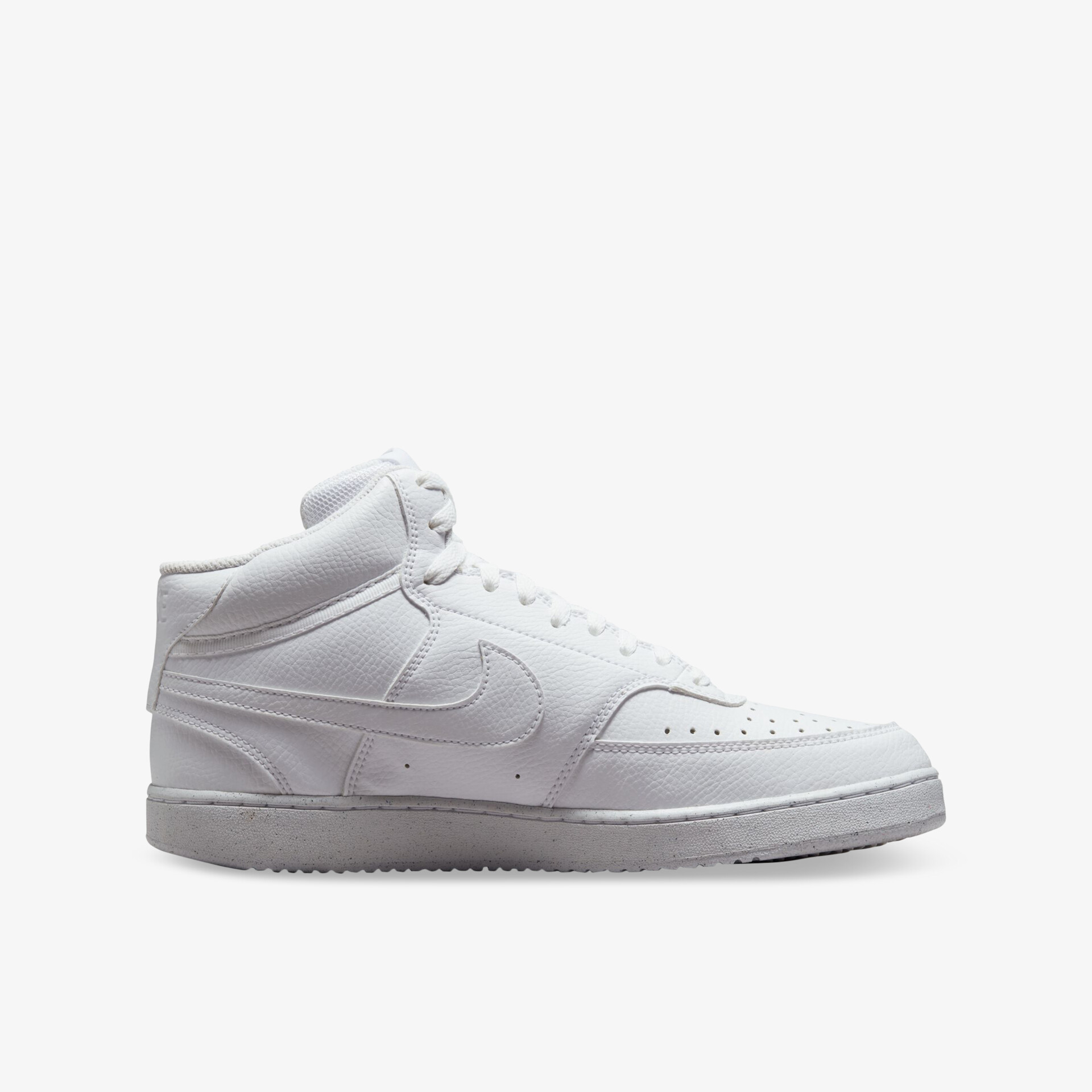 Eleganter weißer Mid-Top-Sneaker aus Leder mit klaren Linien und modernem Design für ultimativen Komfort und Stil.