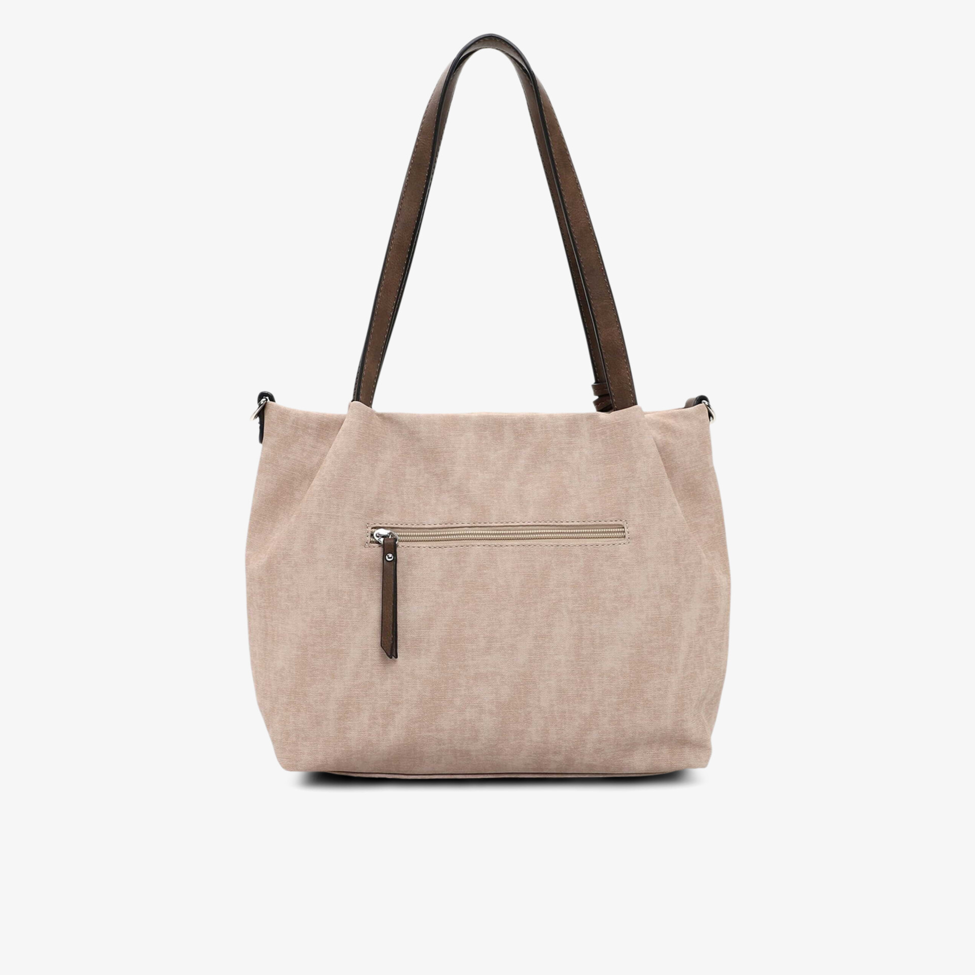 Beige Tasche mit langem Henkel und Reißverschlussfach, praktische und leichte Handtasche für vielseitige Nutzung