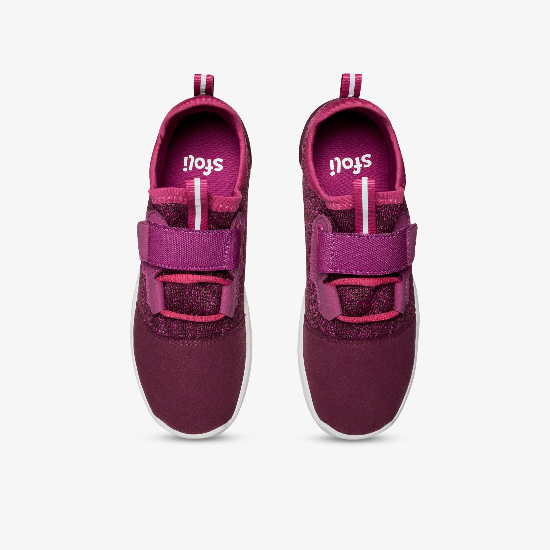 Bequeme Sneaker mit Klettverschluss in Violett und Pink, geeignet für sportliche Aktivitäten und Alltag.