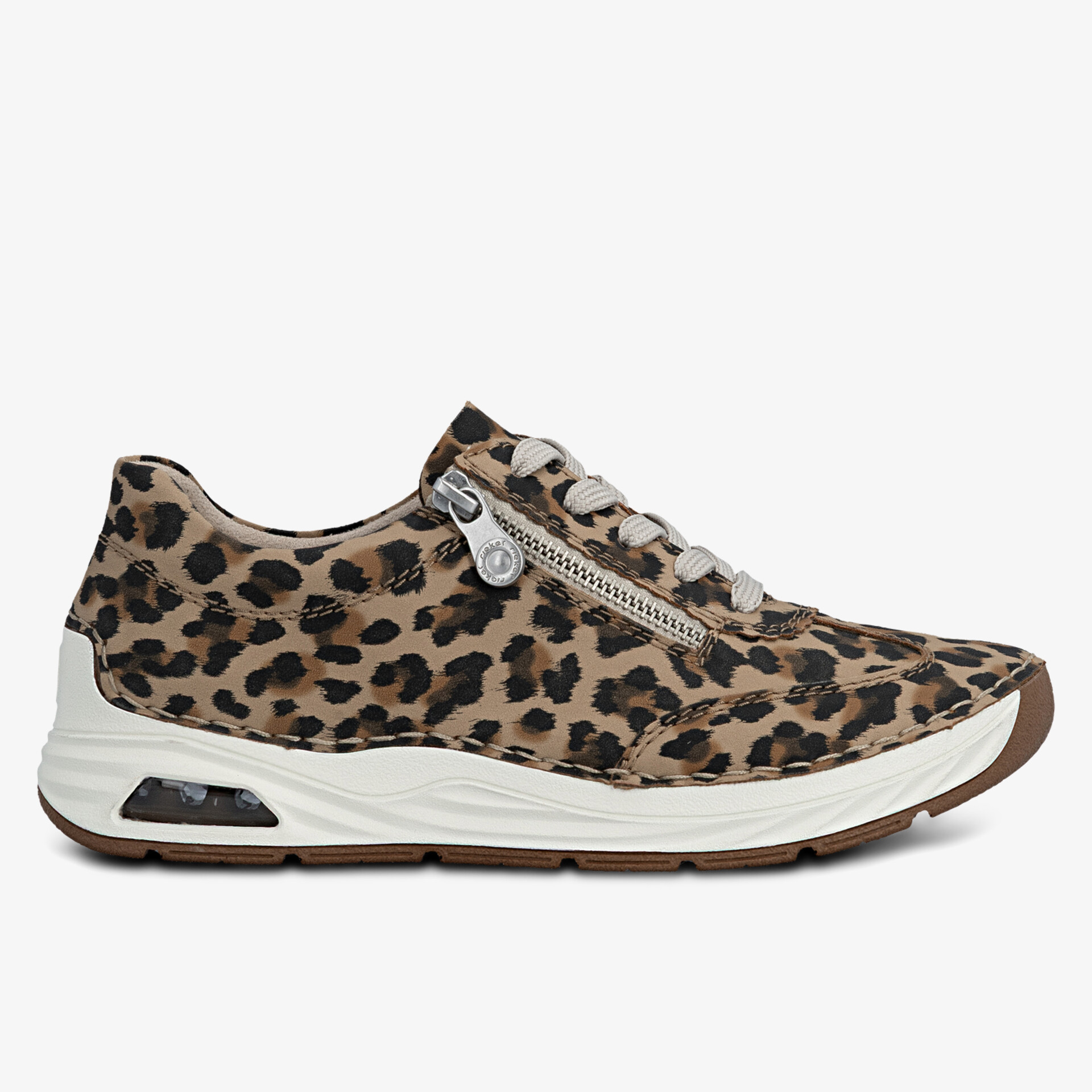 Moderner leichter Sneaker mit bequemem Sitz und stylischem Leopard-Design sowie seitlichem Reißverschluss