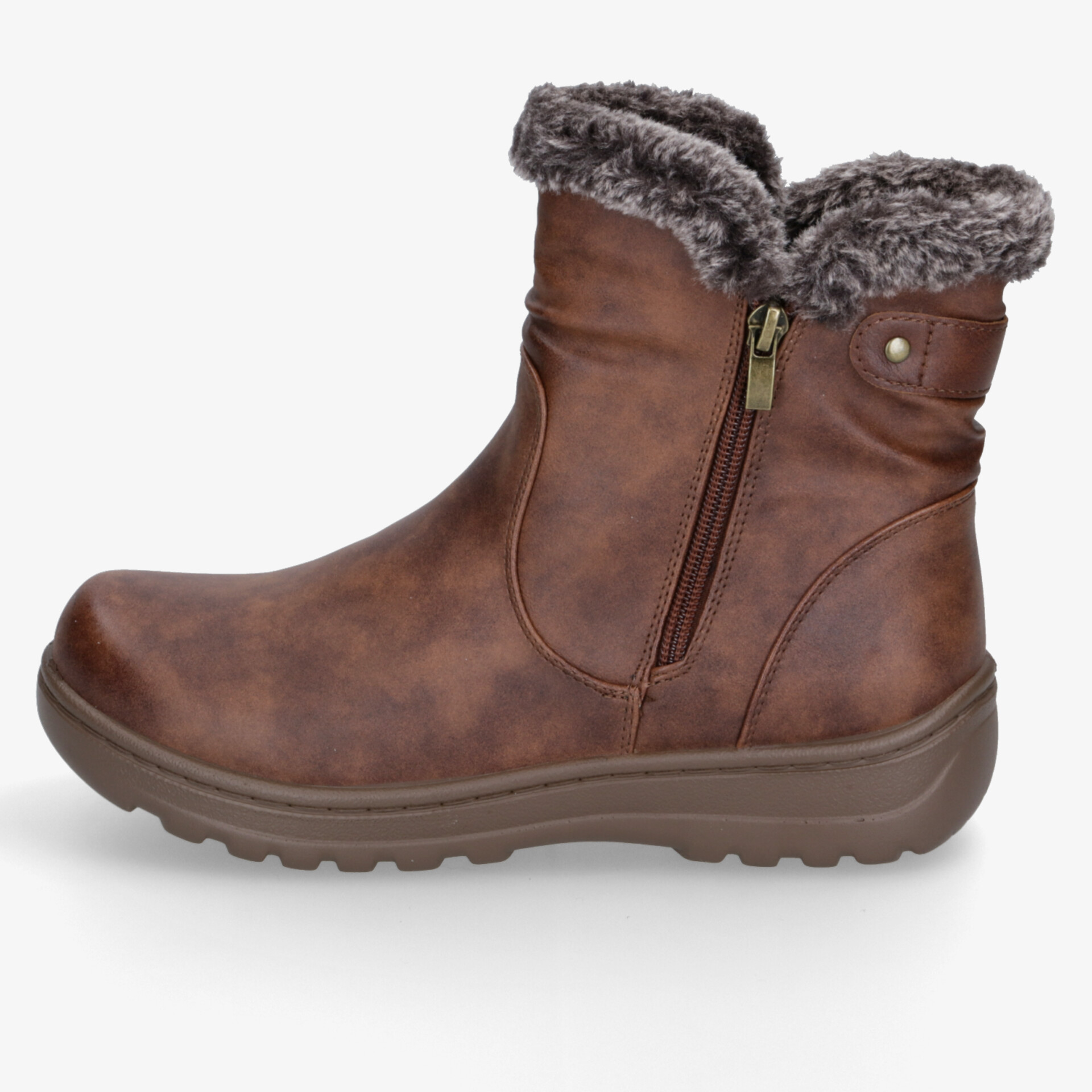 Warmer brauner Winterstiefel mit weichem Futter und praktischem Reißverschluss für hohen Tragekomfort