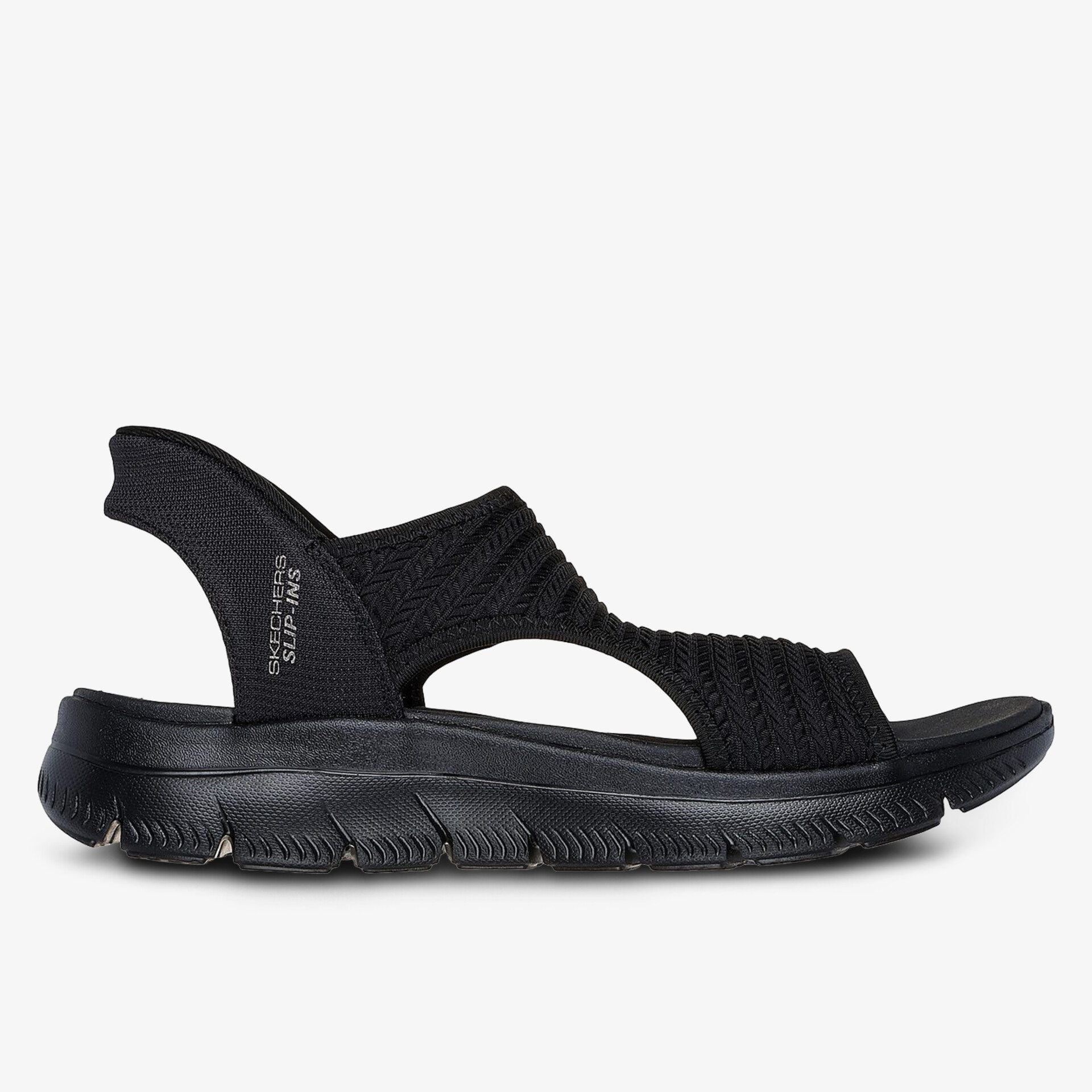 Leichte, flexible schwarze Sandalen mit atmungsaktivem Mesh und rutschfester Sohle für optimalen Tragekomfort.