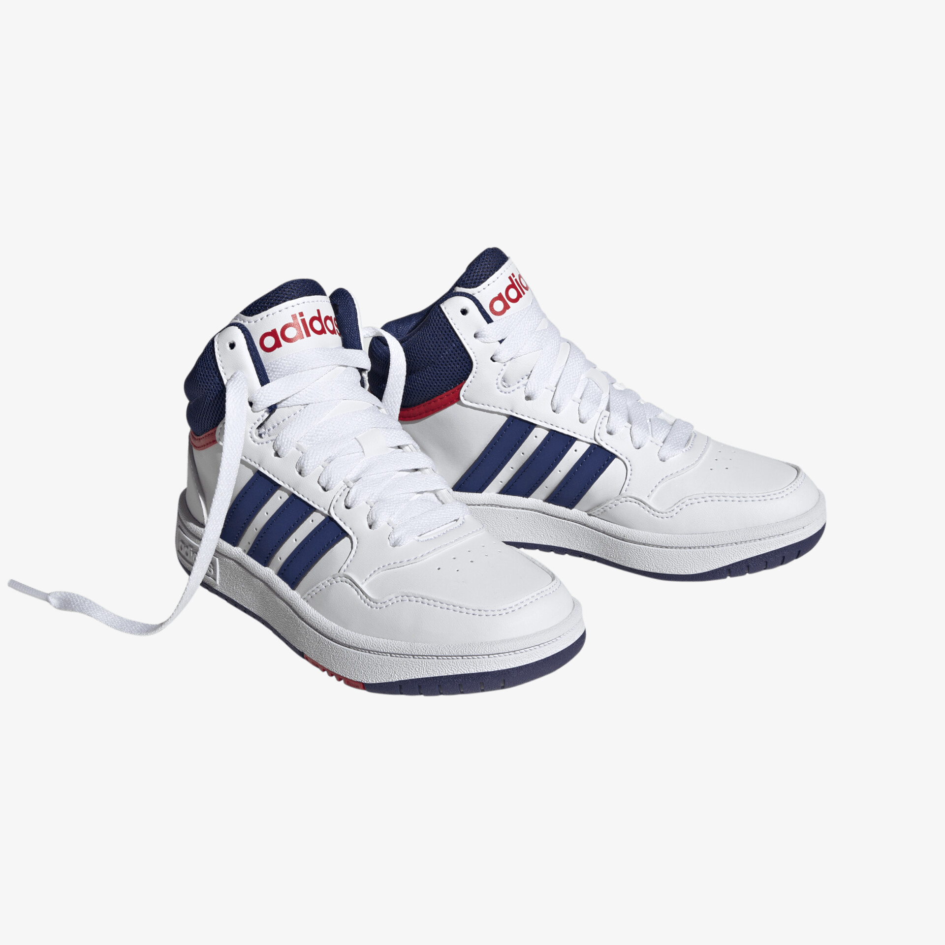 Weiße Sneaker mit markanten Streifen, sportlichem Design und hohem Komfort ideal für Freizeit und Sport.