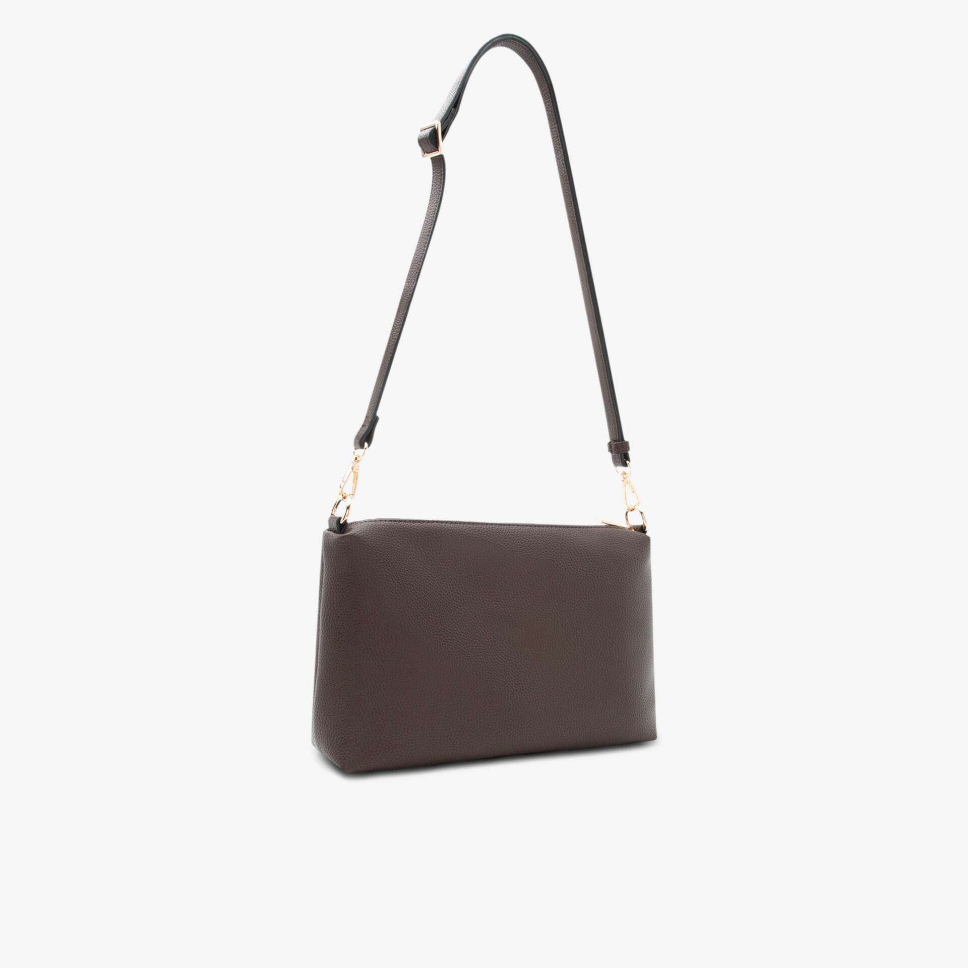 Elegante braune Schultertasche aus Leder mit verstellbarem Riemen, kompakt und minimalistisch im Design