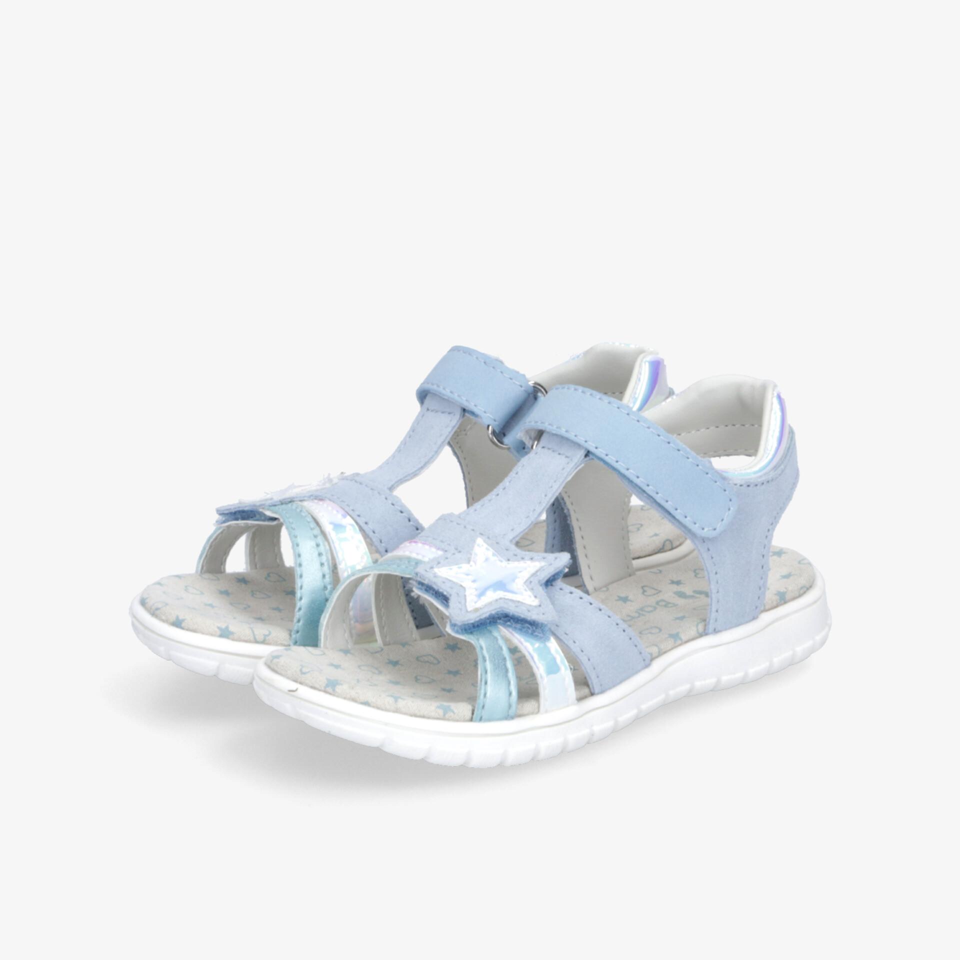 Leichte blaue Kinder-Sandalen mit weicher Innensohle und verstellbaren Klettverschlüssen für hohen Tragekomfort