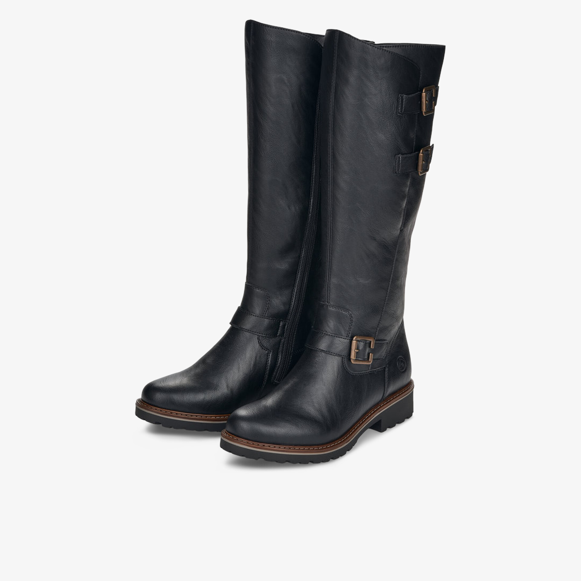 Kniehohe schwarze Lederstiefel mit robusten Schnallen und komfortabler Passform für vielseitigen Stil