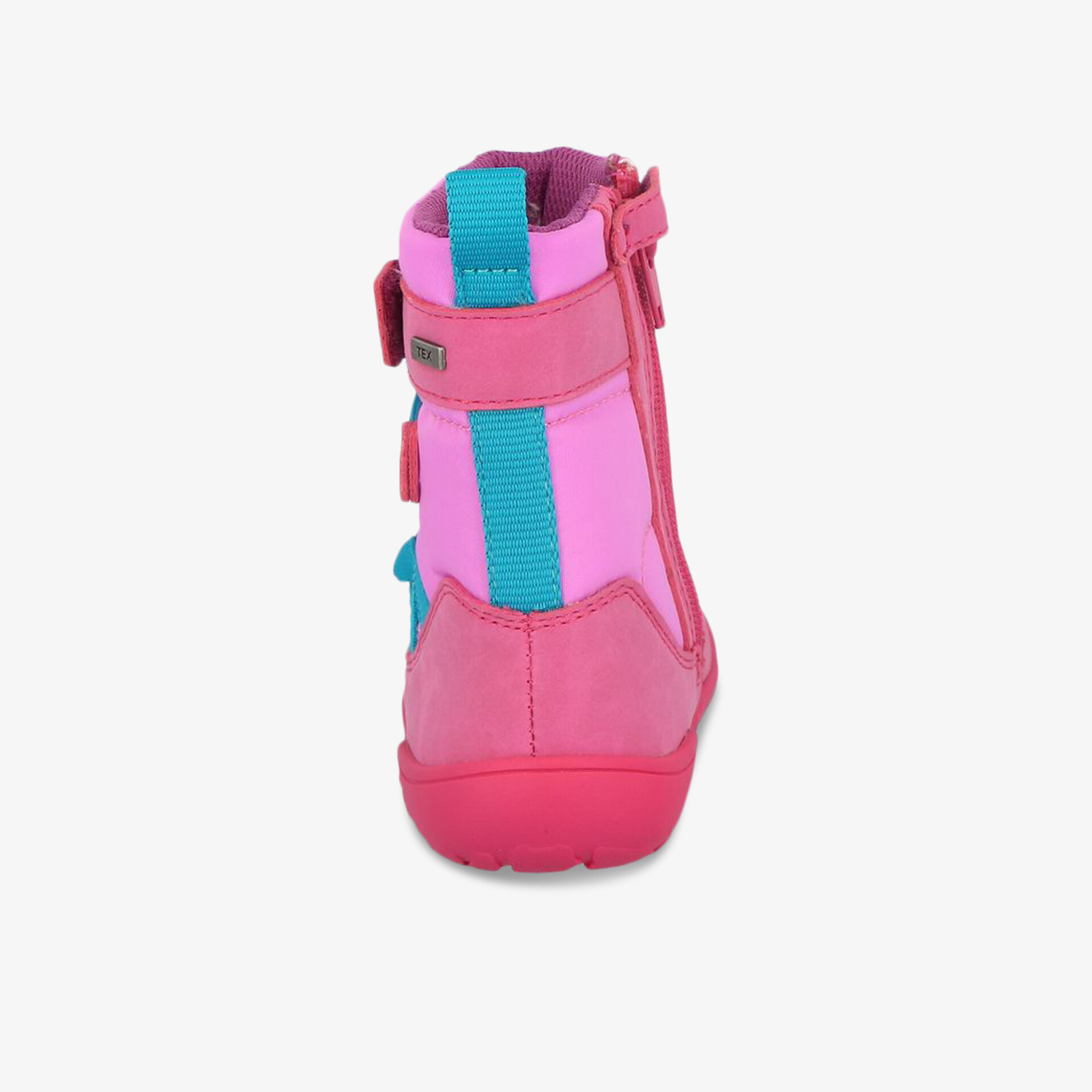 robuster Schuh in Rosa und Pink mit bequemem Verschluss und guter Passform, Rückansicht