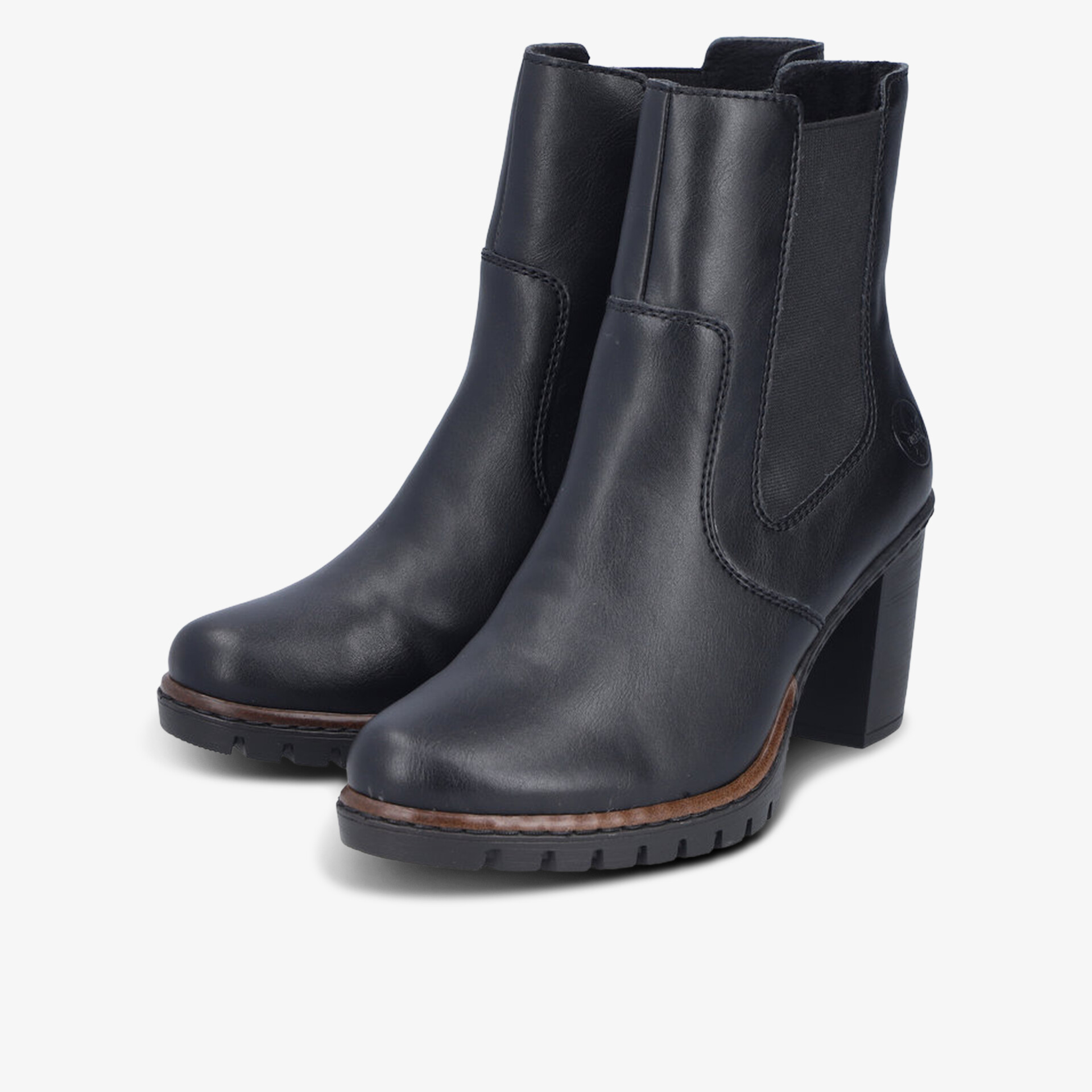 Elegante schwarze Stiefeletten mit hohem Blockabsatz und elastischen Seiteneinsätzen für sicheren Halt