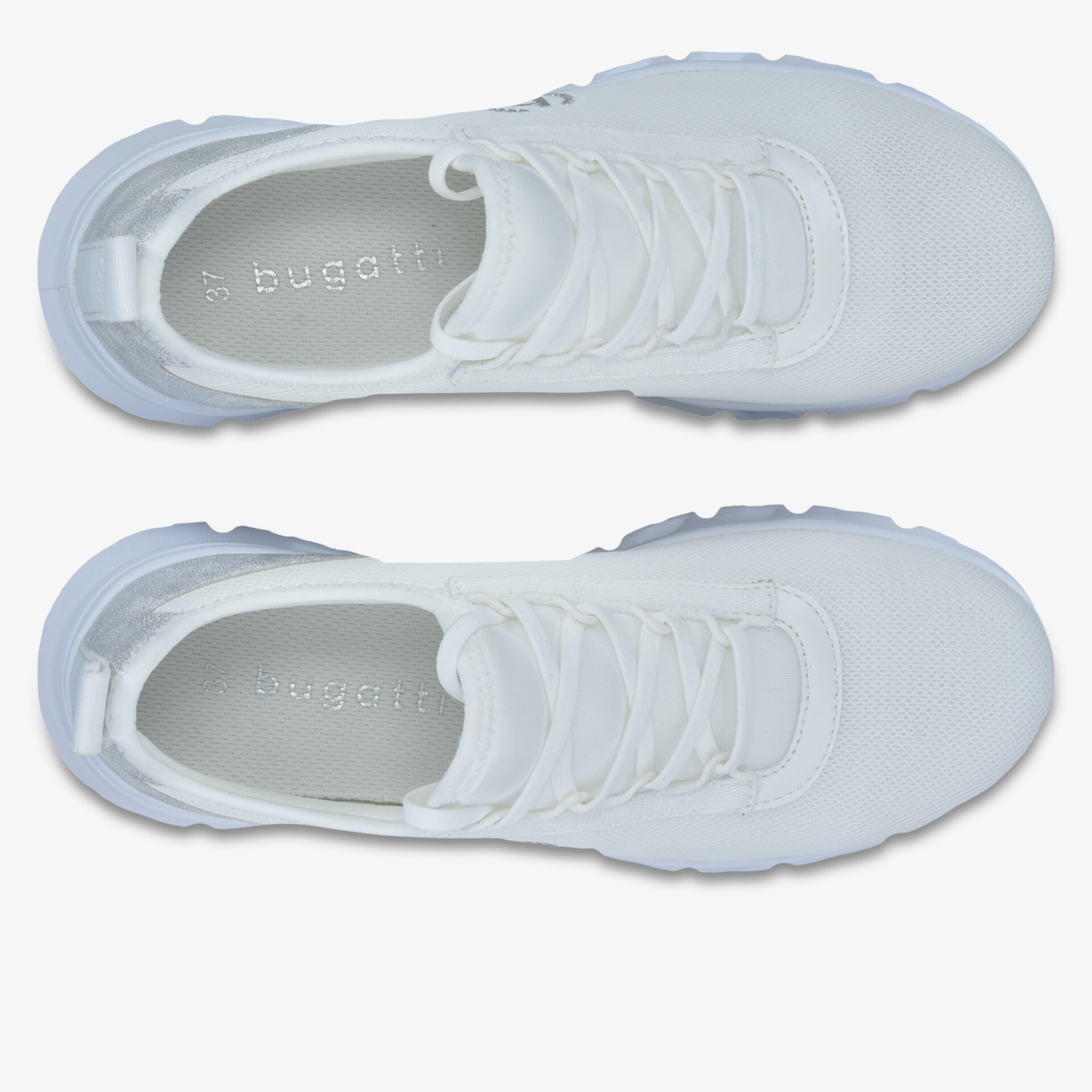 Bequeme weiße Sneaker mit sportlichem Design und profilierter Sohle