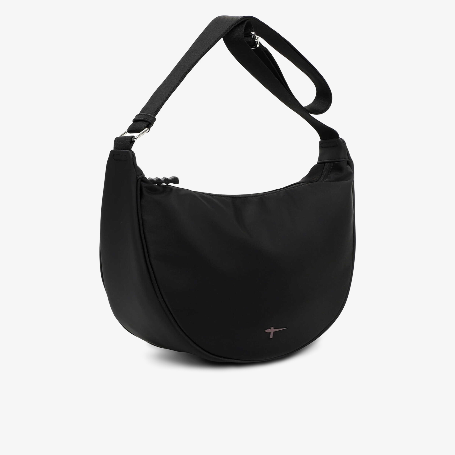 Schwarze Schultertasche mit verstellbarem Riemen, kompakt und modisch für den Alltag geeignet